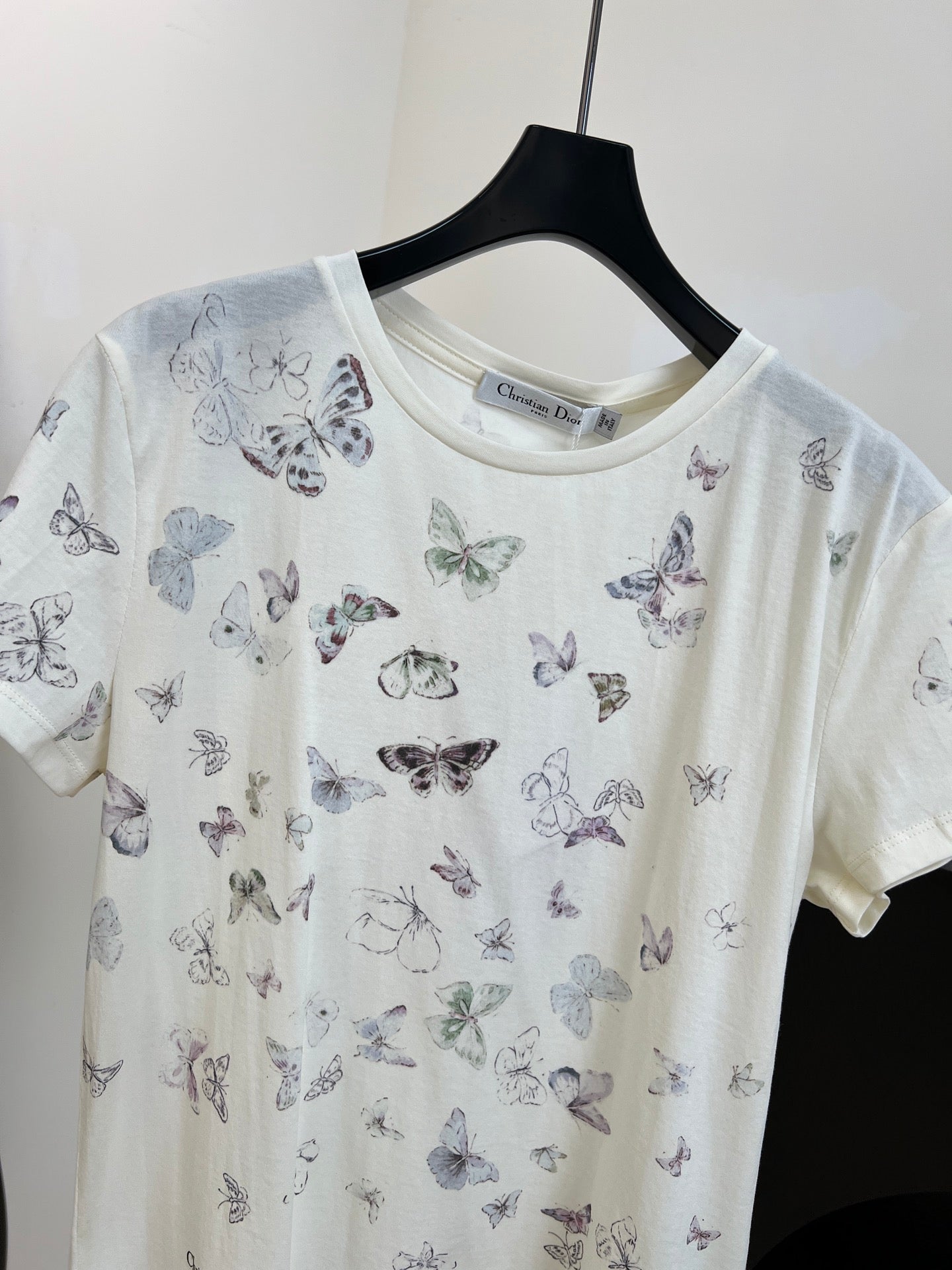 Chanel 2026 Butterfly Print Mercerized T-shirt White mix Multicolors Cotton