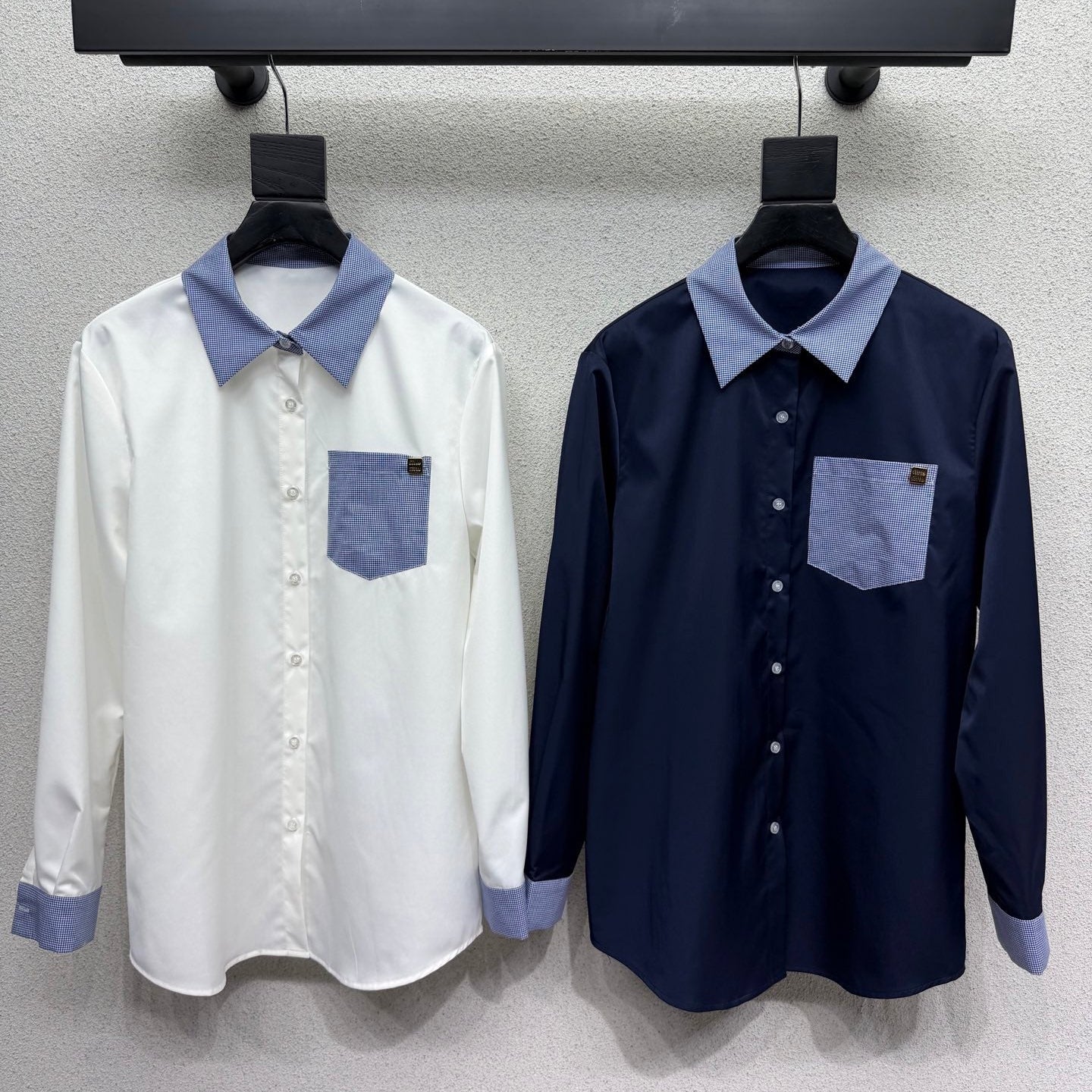 Miumiu 2026 Patchwork Shirt Black and White Polyester Cotton