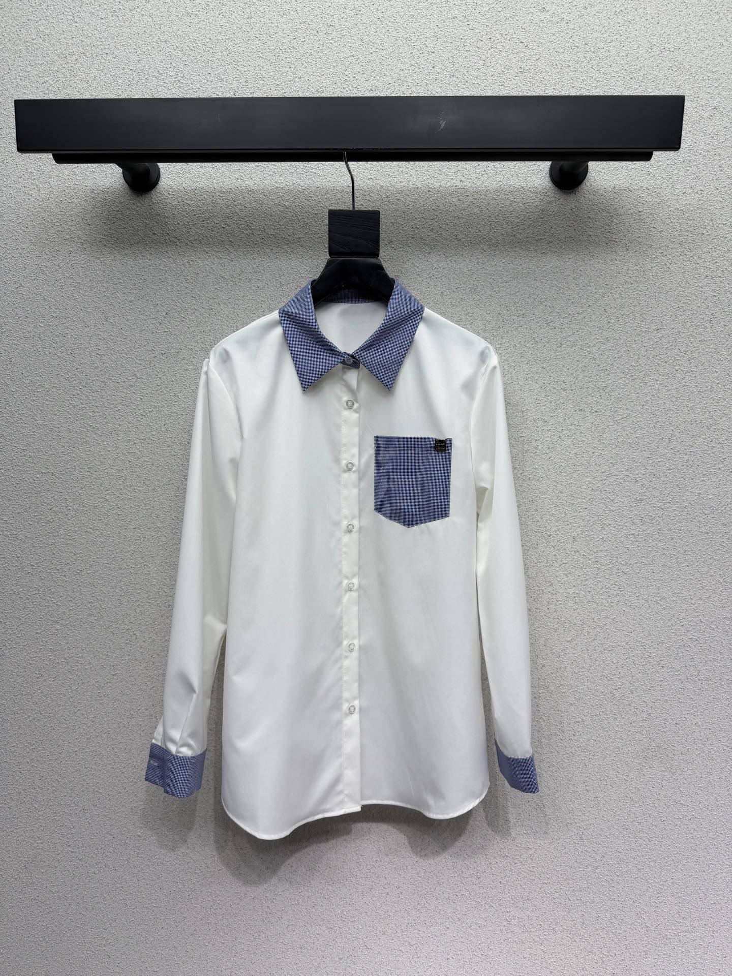 Miumiu 2026 Patchwork Shirt Black and White Polyester Cotton
