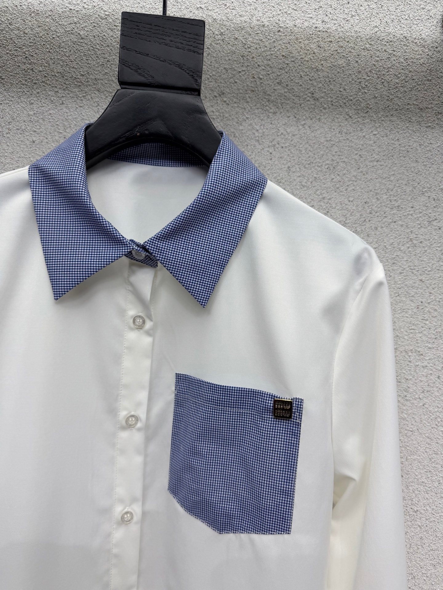 Miumiu 2026 Patchwork Shirt Black and White Polyester Cotton