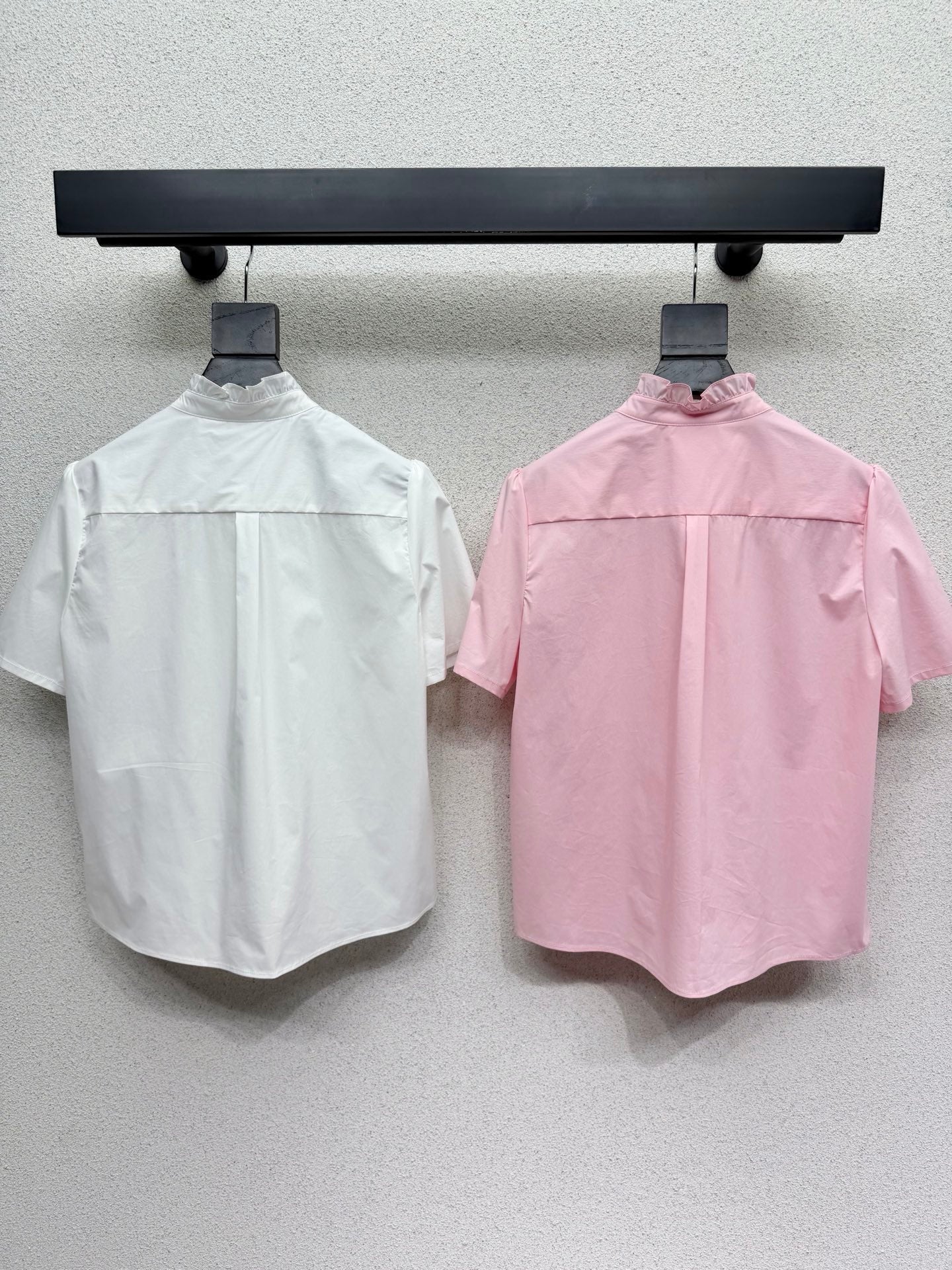 Chanel 2026 Short-sleeved Shirt Pink White Cotton 295896