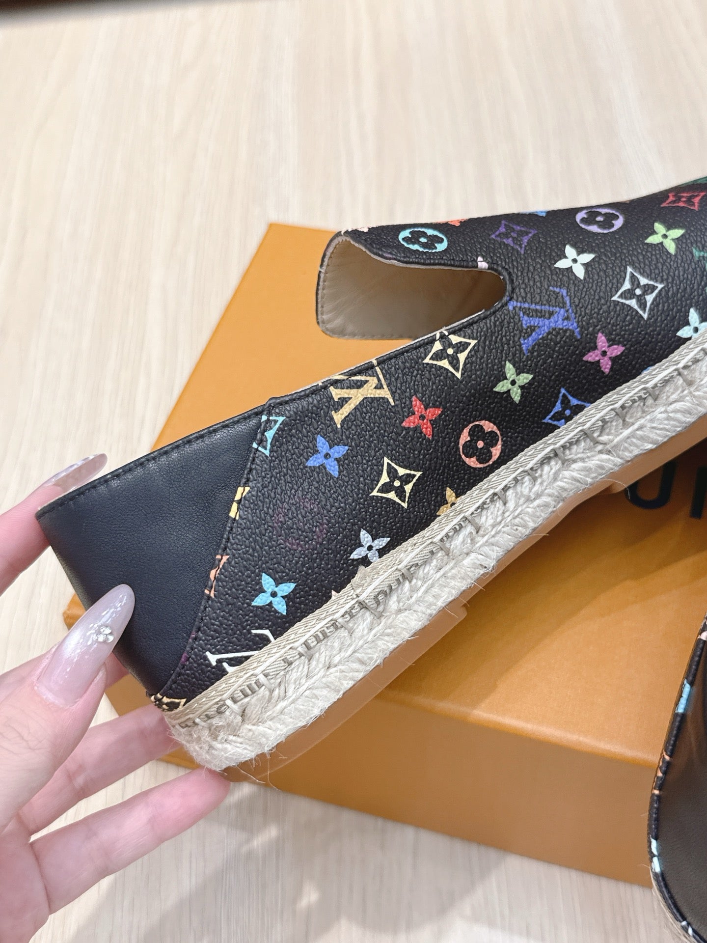 LV 26ss Loafers Black Multicolor Monogram Genuine Leather 656959