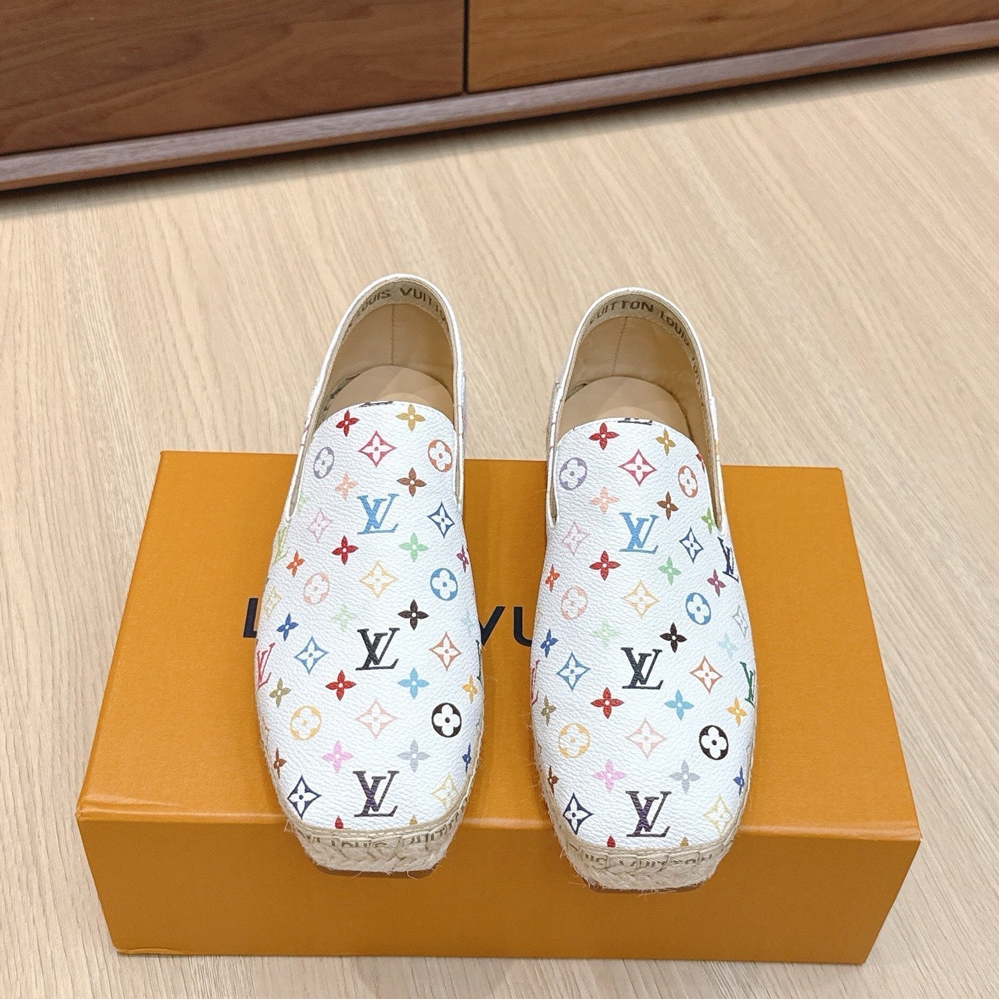 LV 26ss Loafers White Multicolor Monogram Genuine Leather 656962