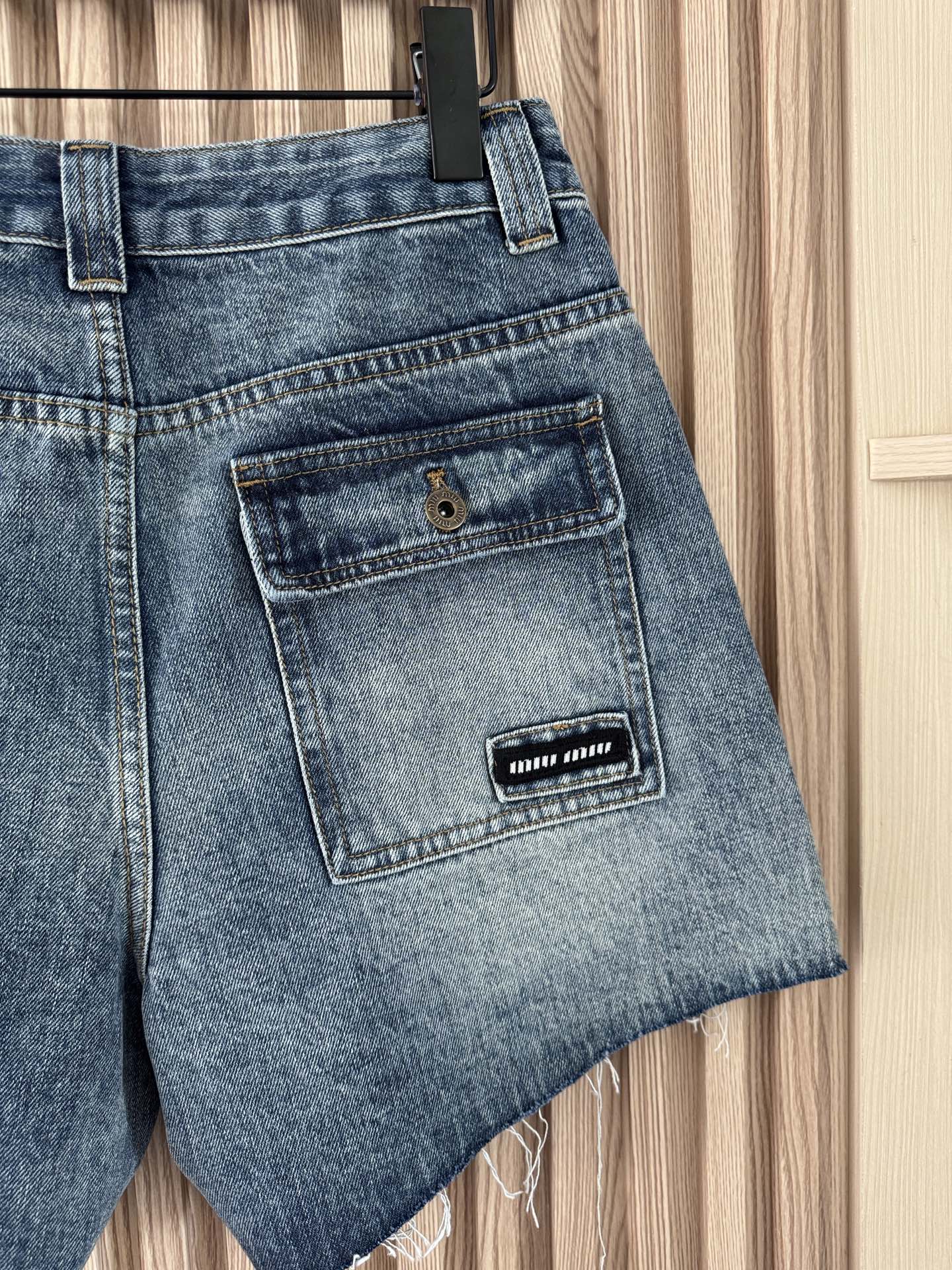 Miumiu 2026 Retro Cargo Denim Shorts Blue Cotton 443831