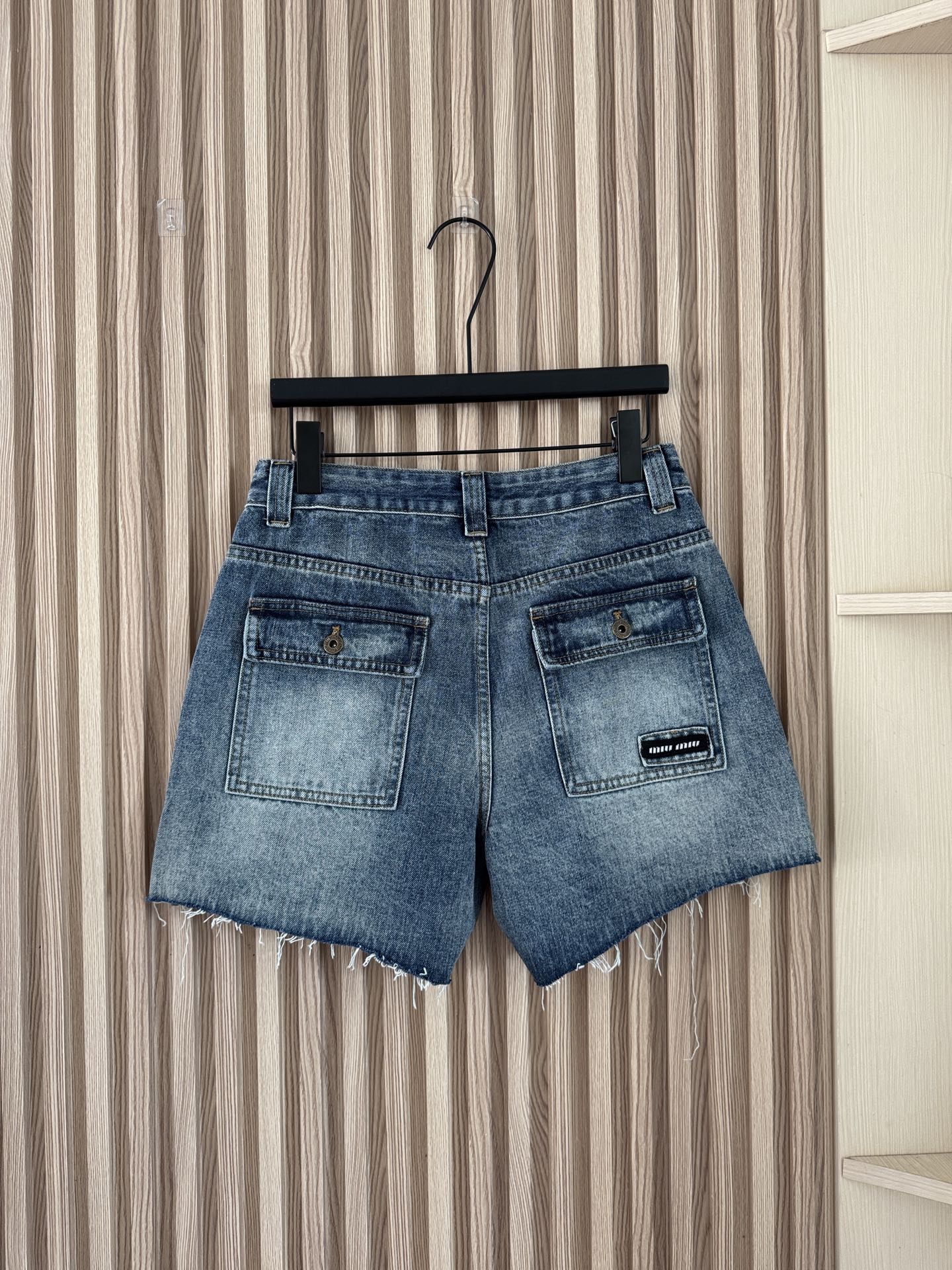 Miumiu 2026 Retro Cargo Denim Shorts Blue Cotton 443831