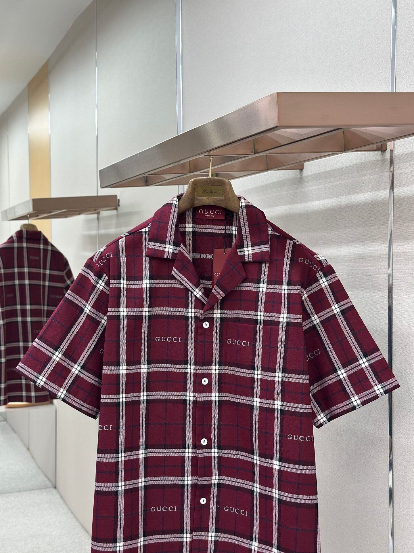 GC 2026 Men's Short-sleeved Shirt Burgundy Cotton 699257