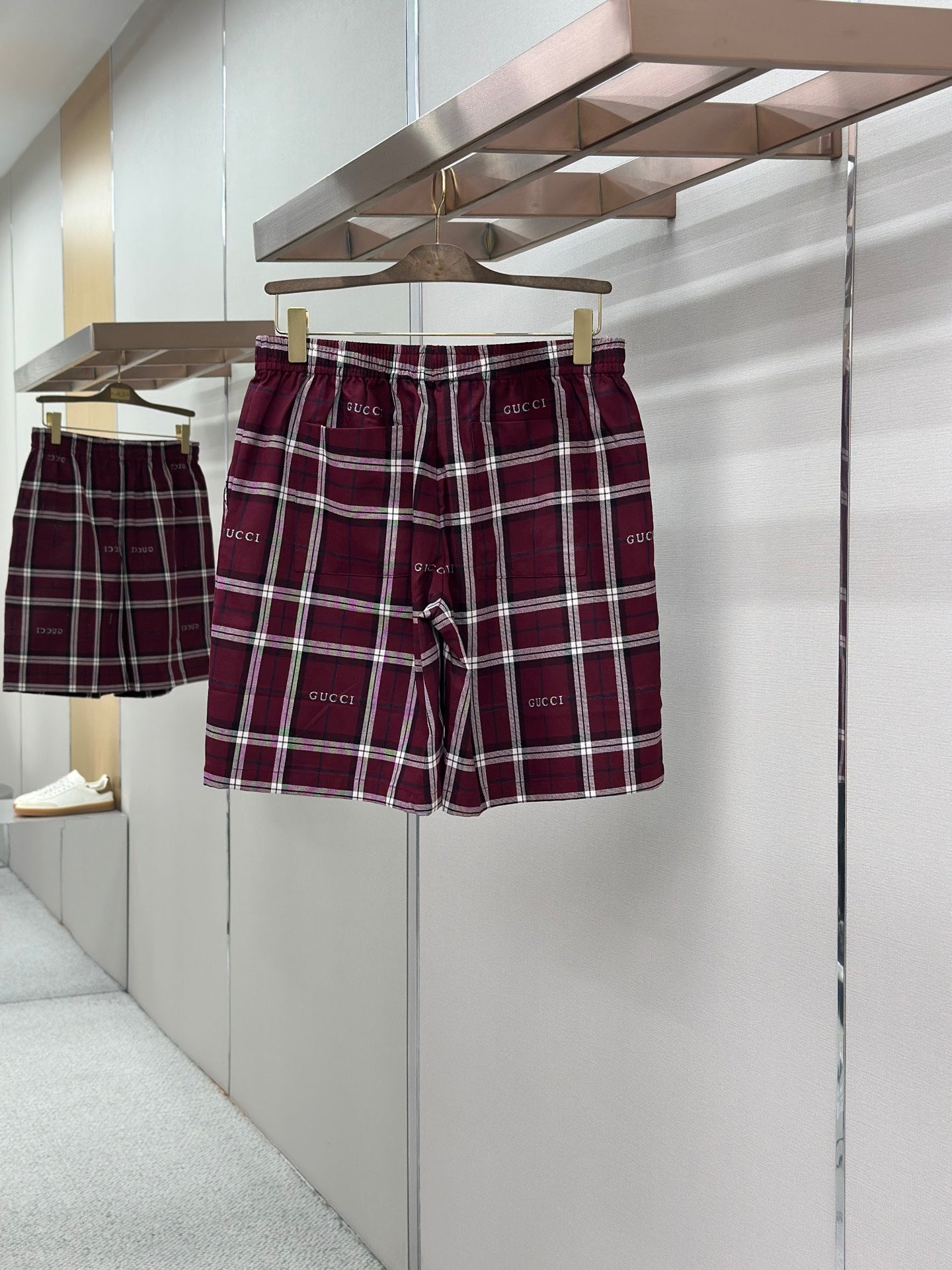 GC 2026 Men's Striped Shorts Burgundy Cotton 699257