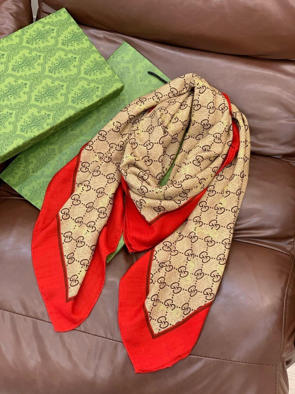 GG Classic 135CM Beige Red Cashmere 287699