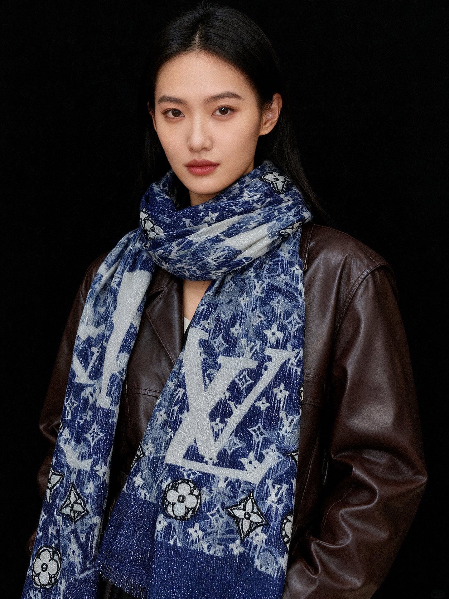 LV 25ss Scarf 200CM Blue Cashmere 293140