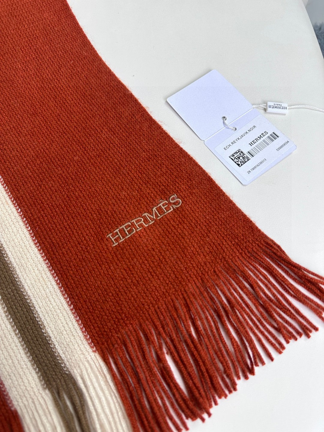 Scarf 180 CM In Red Mix White Khaki Green Cashmere 401087