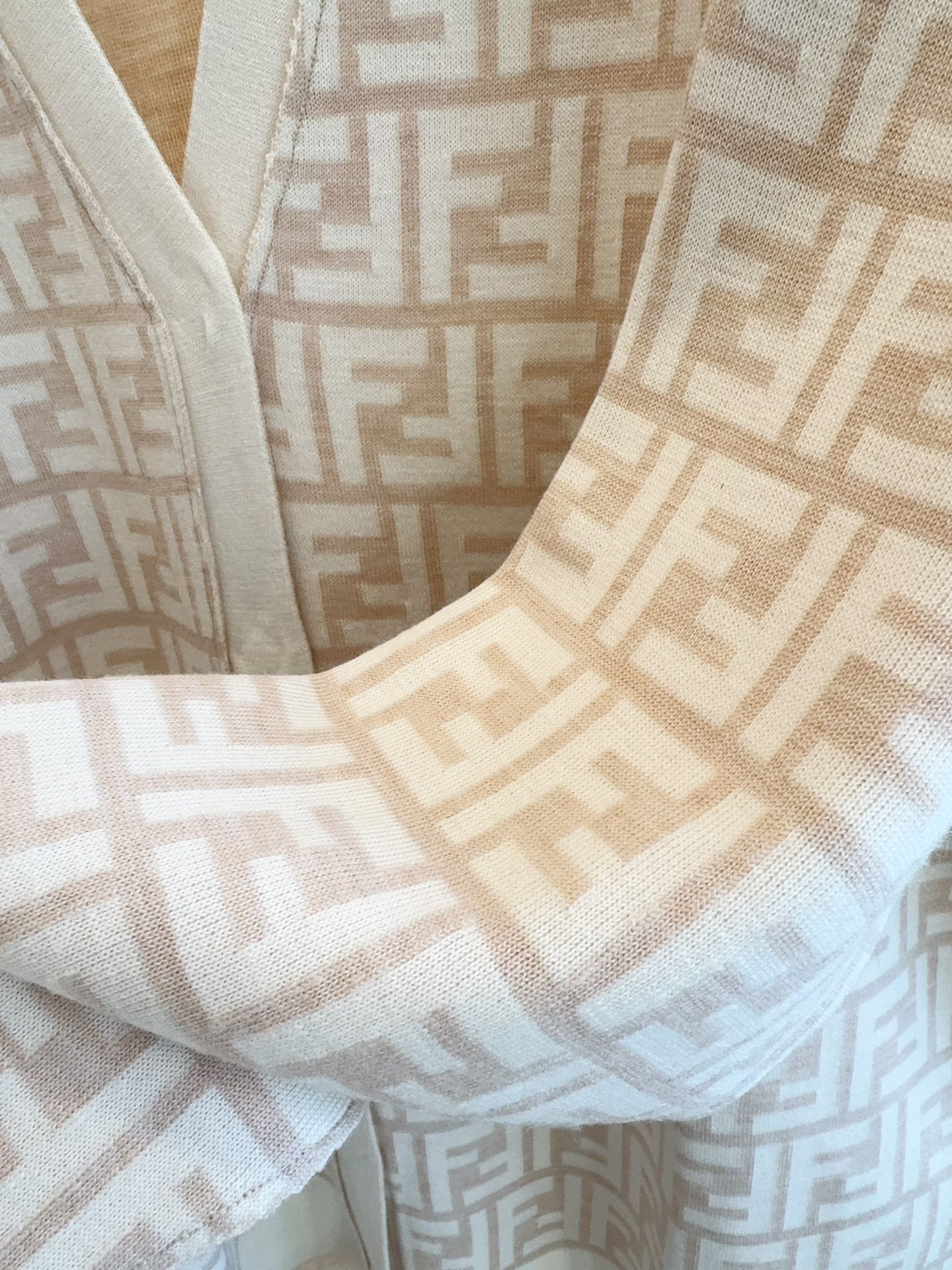 Fendi Monogram Cardigan Beige Wool