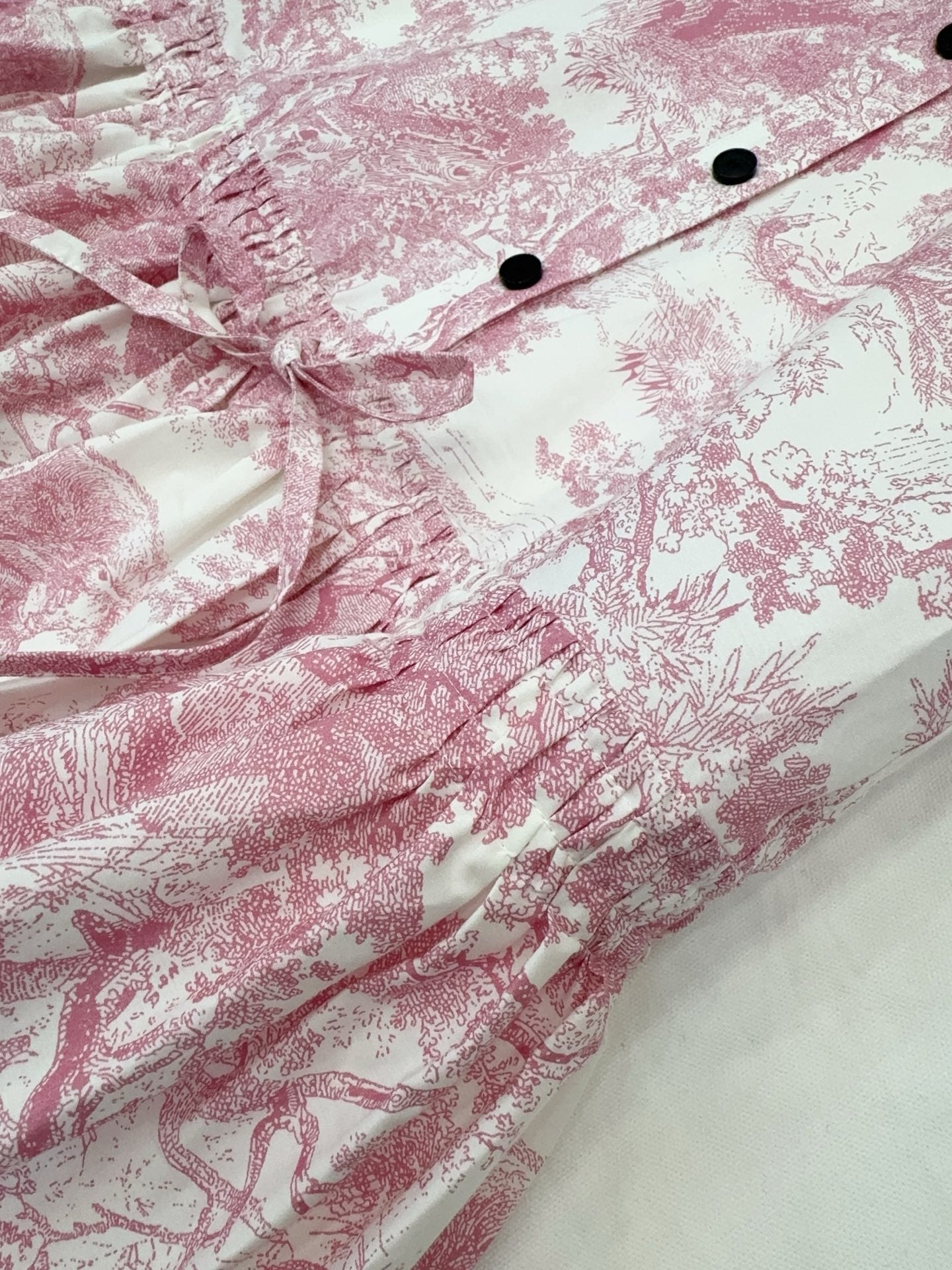 CD 25 Jouy Print Sleeveless Dress Pink Silk Cotton