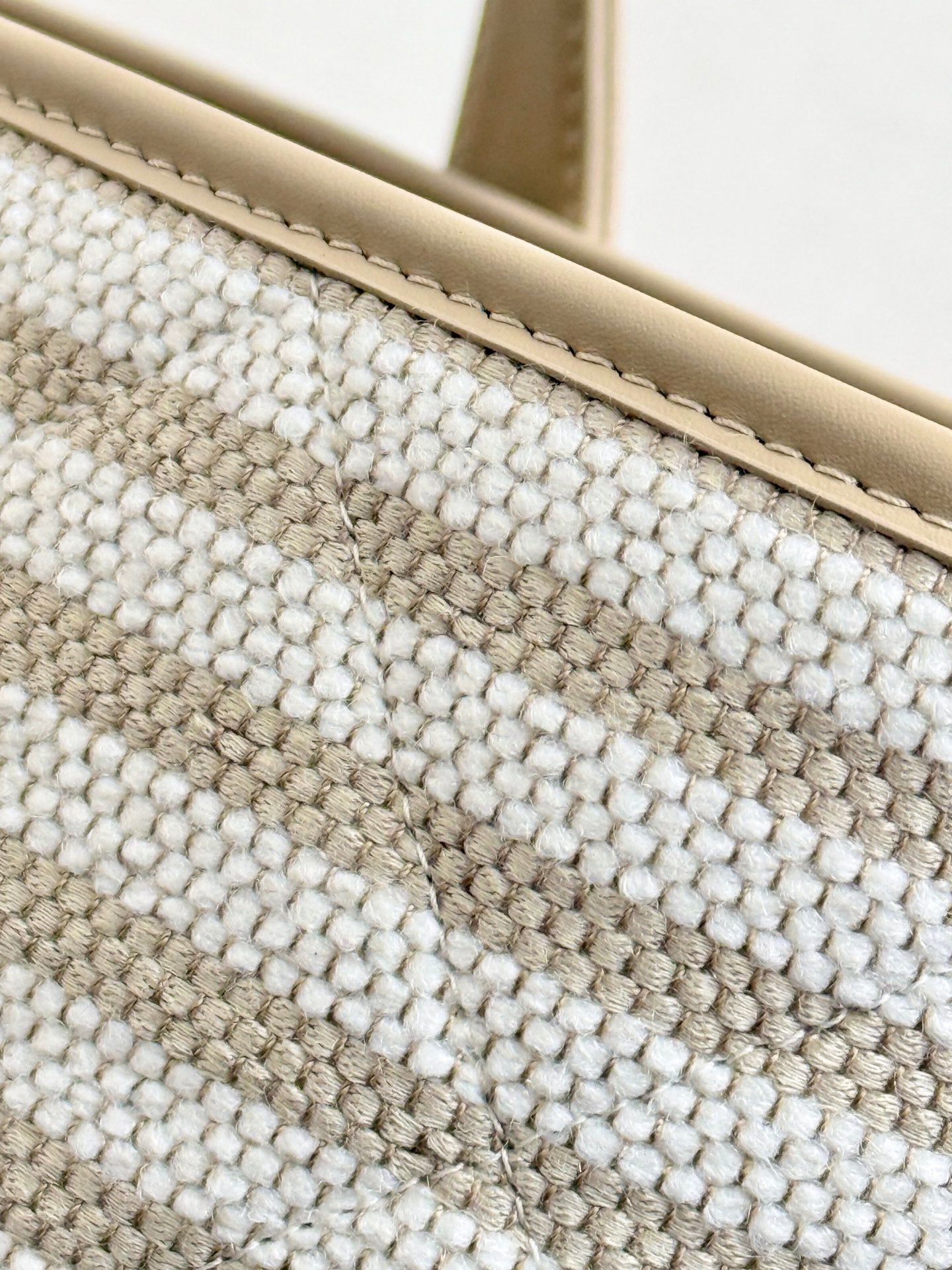Chanel 26 Woven Beach Bag 46 White Light Beige Canvas Leather