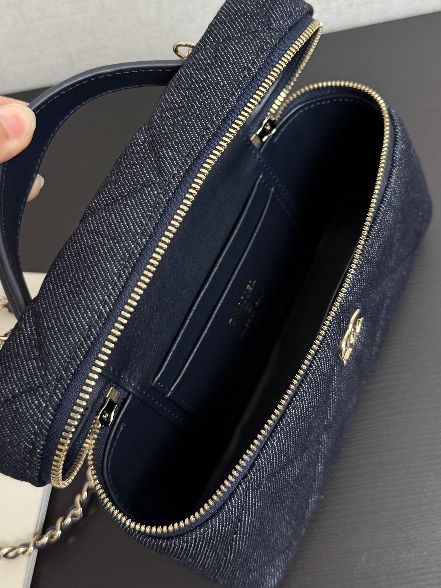 Chanel 2026 Vanity Case 19cm Blue Denim Leather