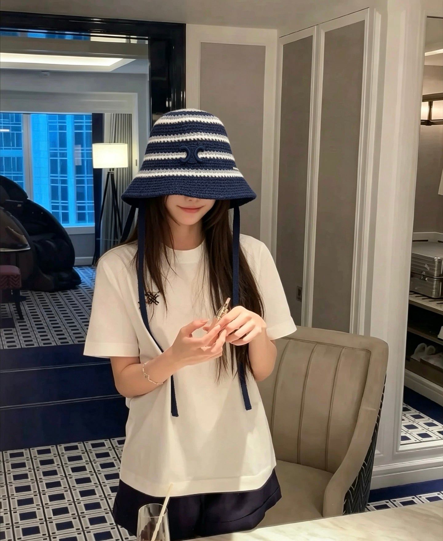 Celine Bucket Triomphe Knitted Hat 212771