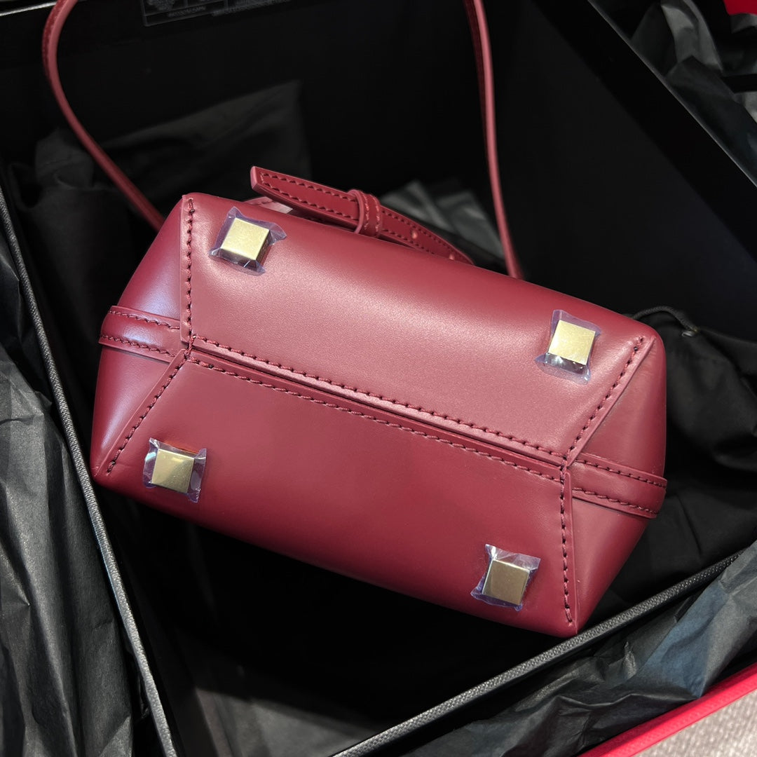 YSL Mini Bucket Bag 15 Dark Red Calfskin Leather
