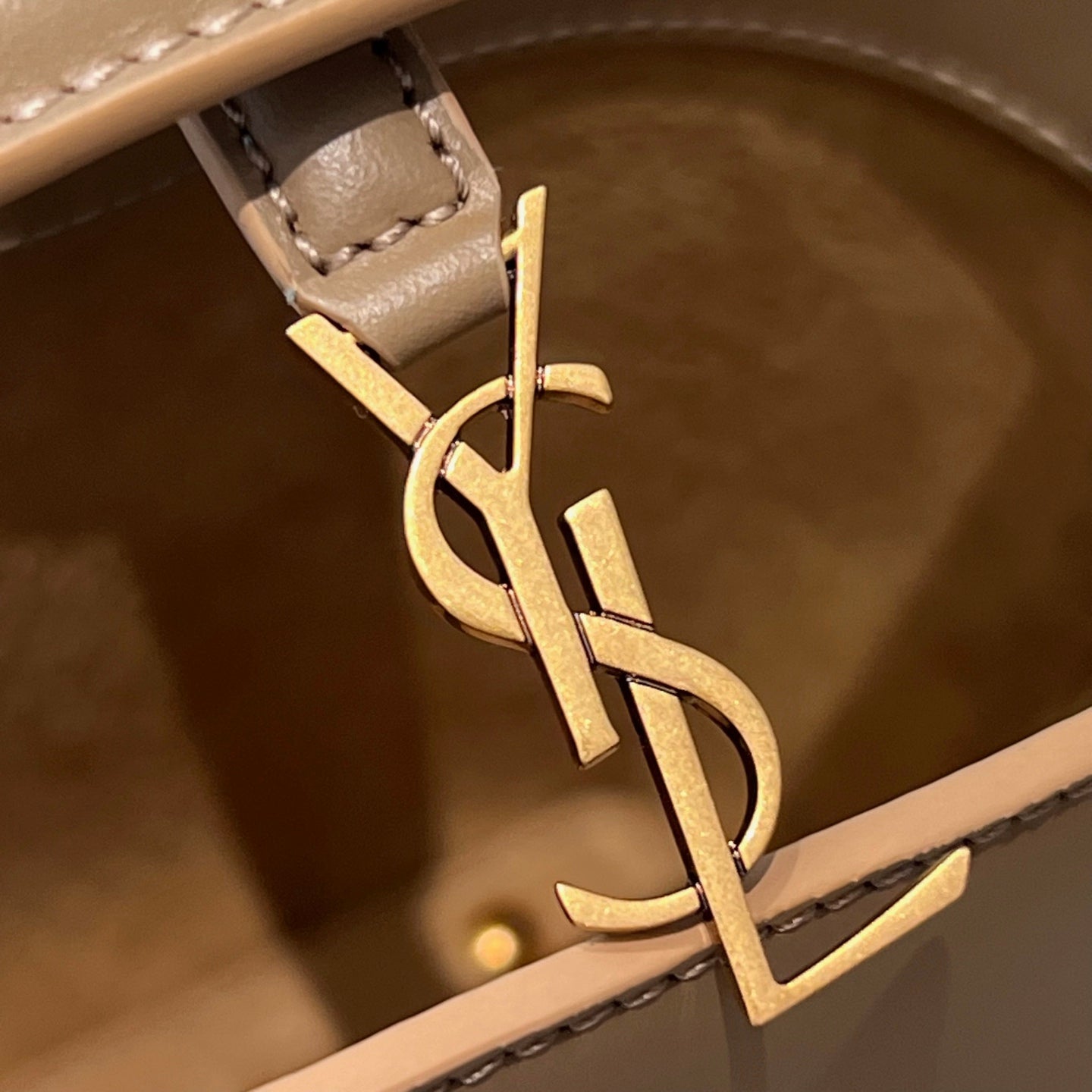 YSL Mini Bucket Bag 15 Taupe Calfskin Leather