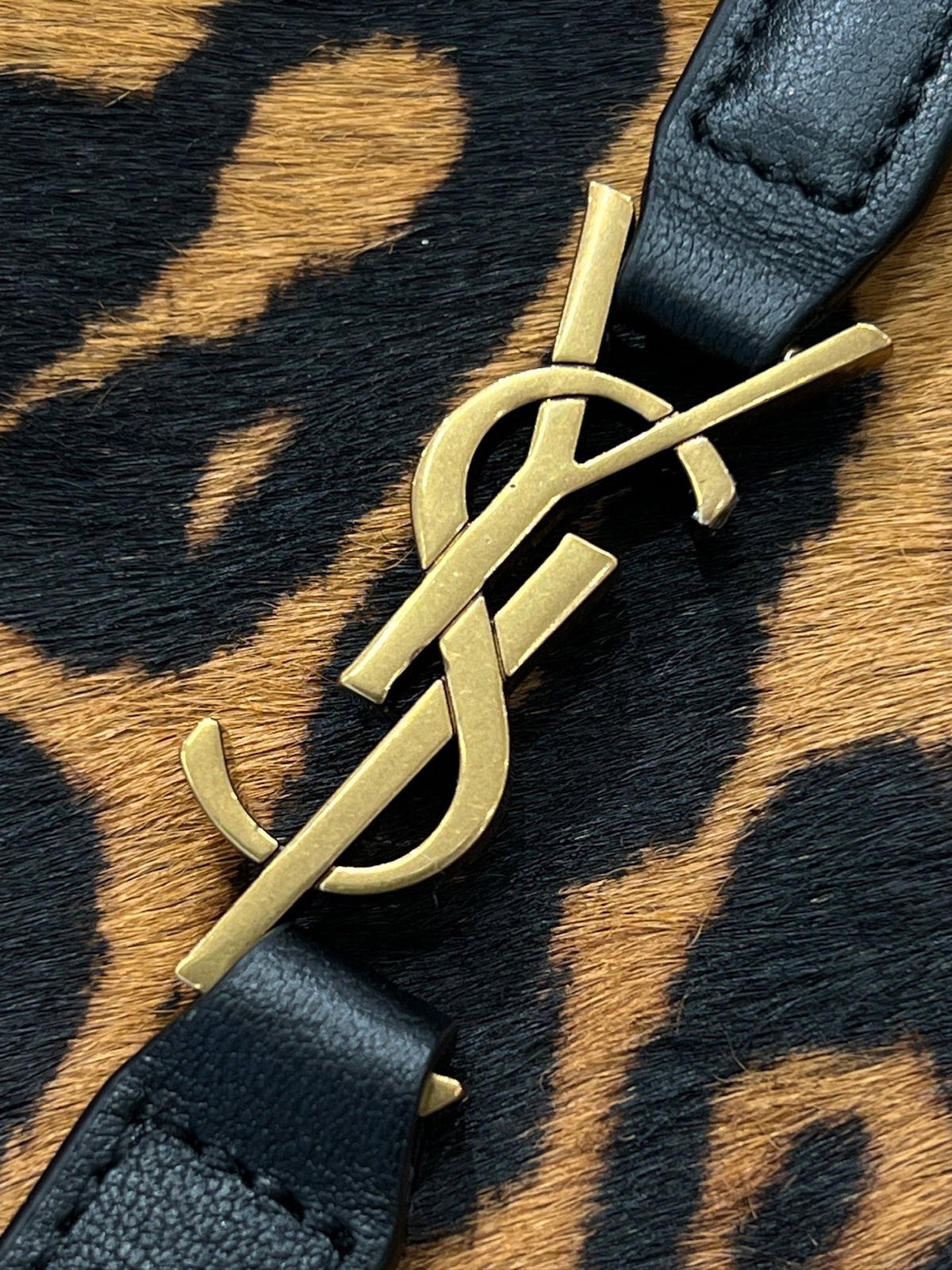 YSL 2026 Le 5 a 7 Baby Bea Bag 18cm Leopard Print Horsehair Leather