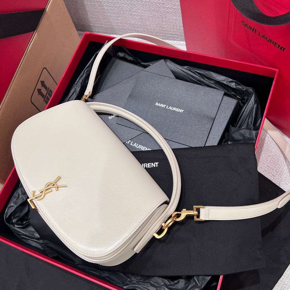 YSL 2026 Voltaire Shoulder Bag 24cm White Box Calfskin