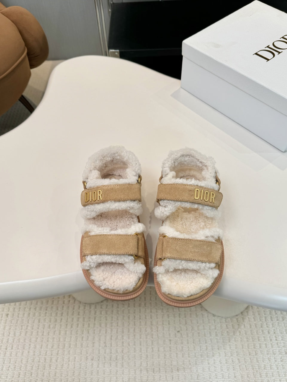 CD Dioract Sandal Beige Suede Wool 529373