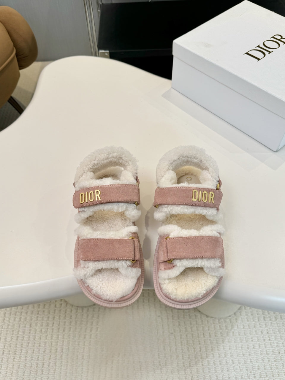 CD Dioract Sandal Light Pink Suede Wool 529375