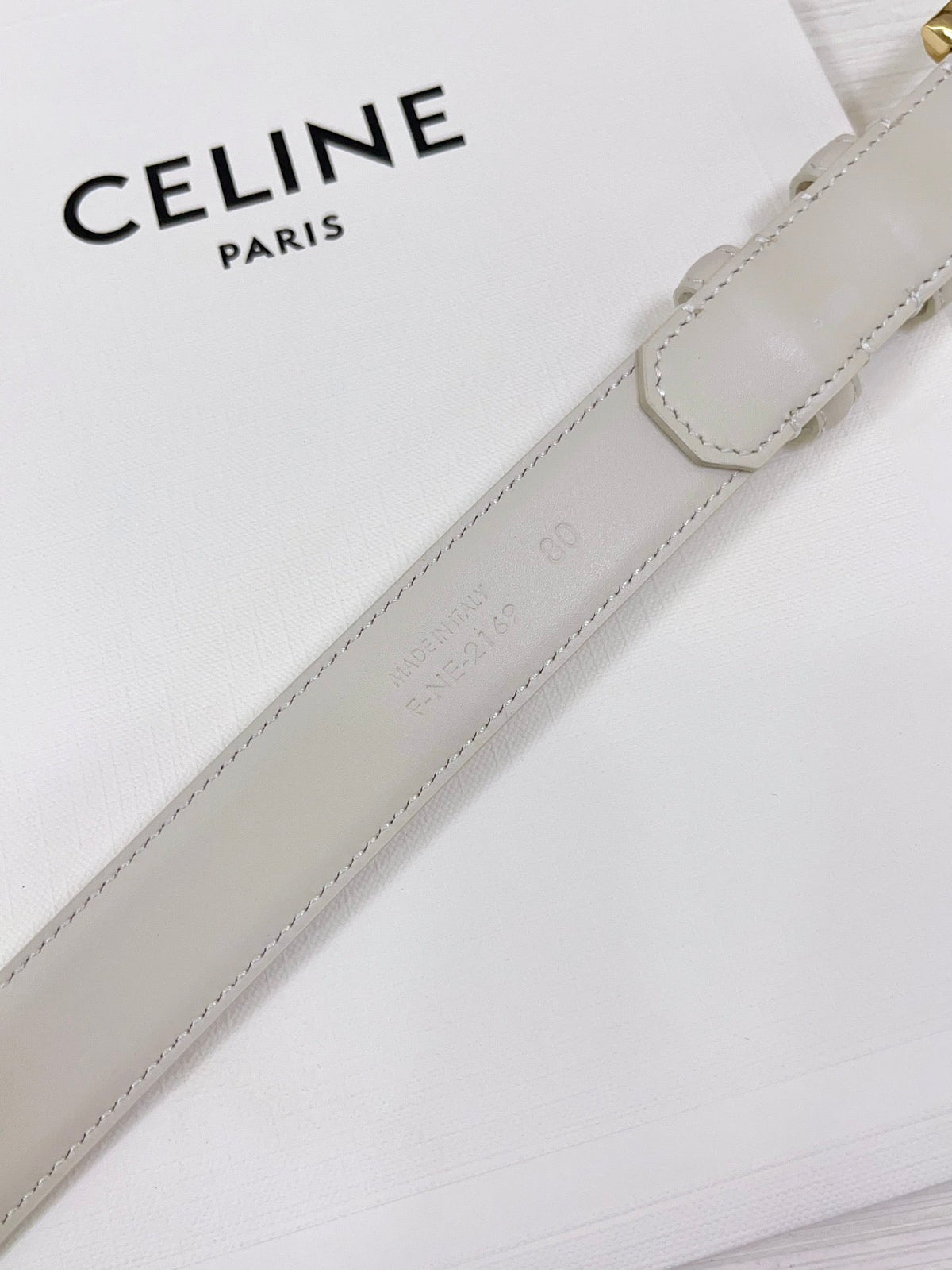 CEL Gold Western 25mm Belt White Cowhide 181047