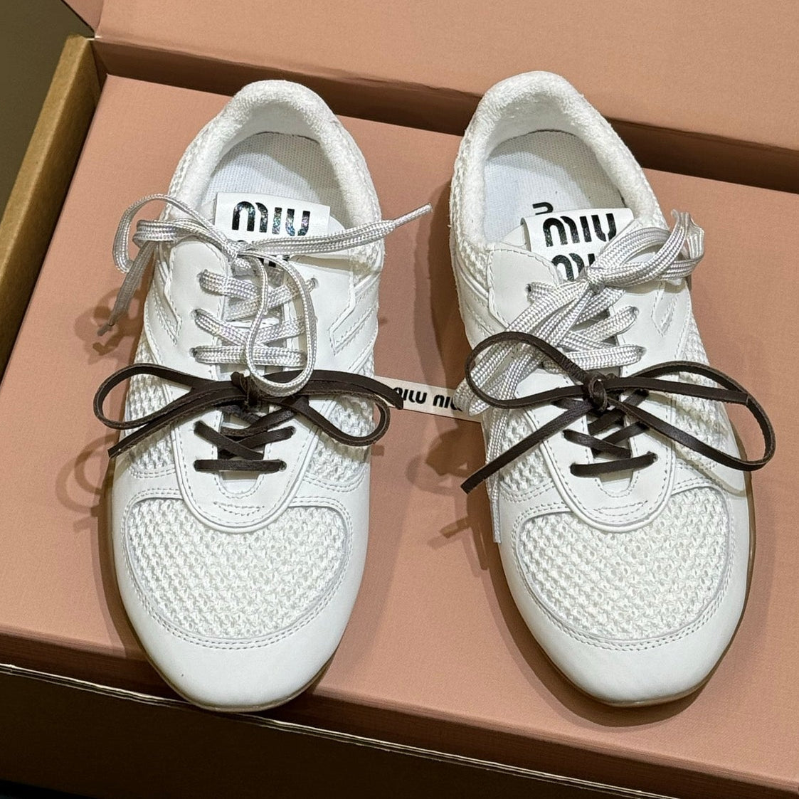 Miu Miu 2026 Tyre Sneaker White Mesh Leather 621348