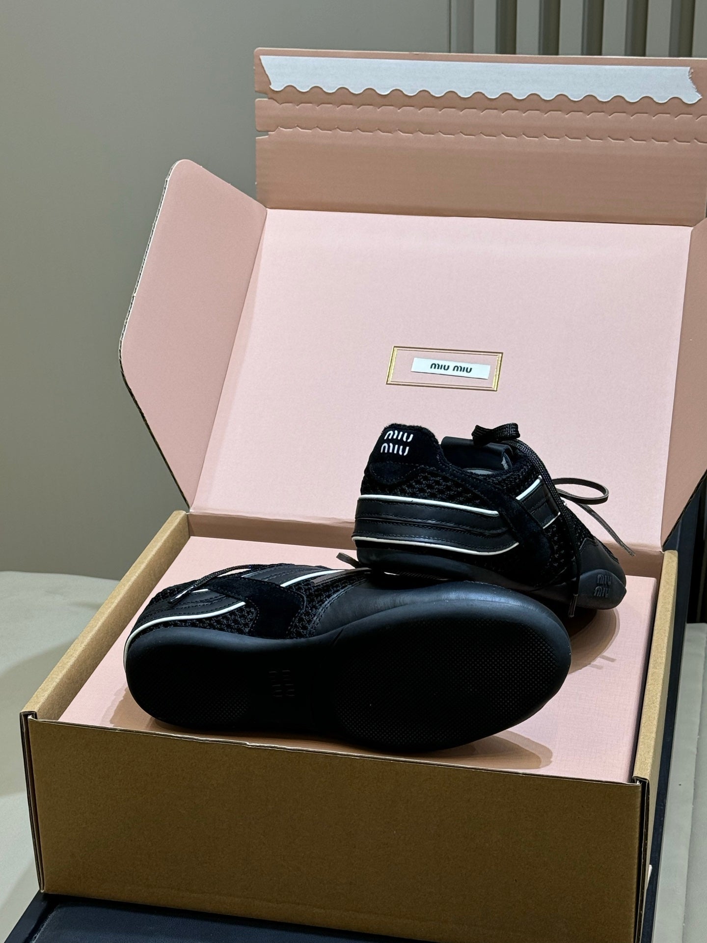 Miu Miu 2026 Tyre Sneaker Black Mesh Leather 621349