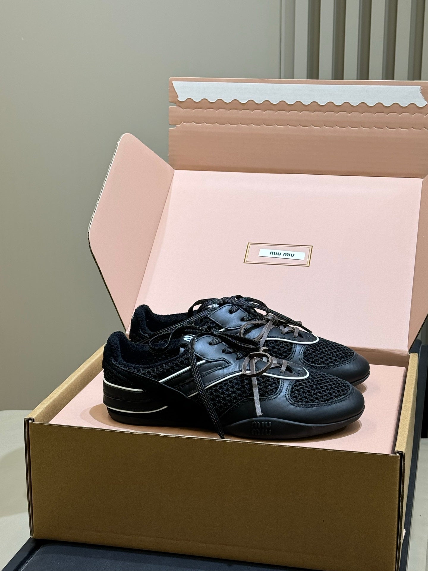 Miu Miu 2026 Tyre Sneaker Black Mesh Leather 621349