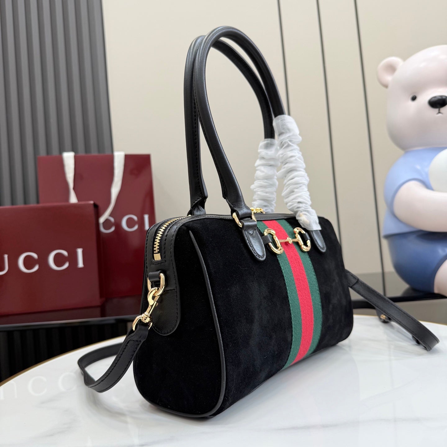 Gucci 2026 Borsetto Boston Bag Suede Leather