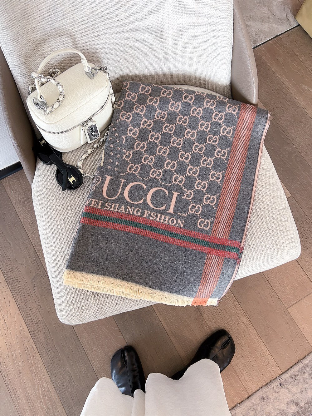 GG Jacquard 180CM Black Cashmere Pattern
