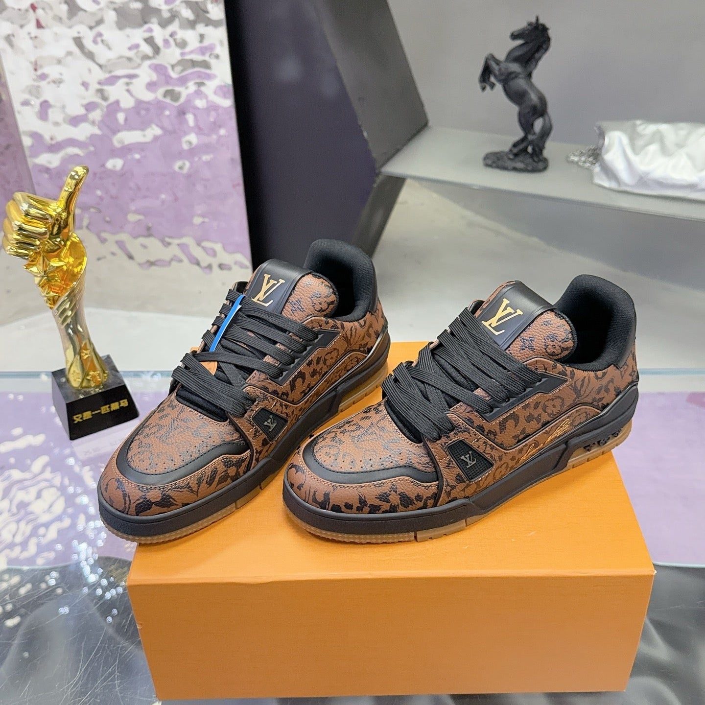 LV x Tyler 26ss Sneaker Black Brown Cowhide  672143