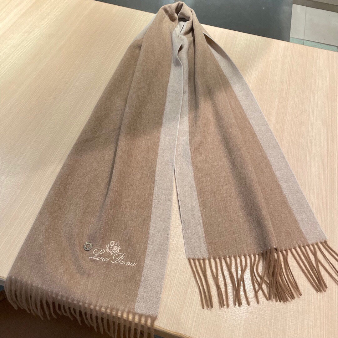 LP Grande Unita Scarf 180 CM In Dark Beige Mix Light Beige Cashmere 193785