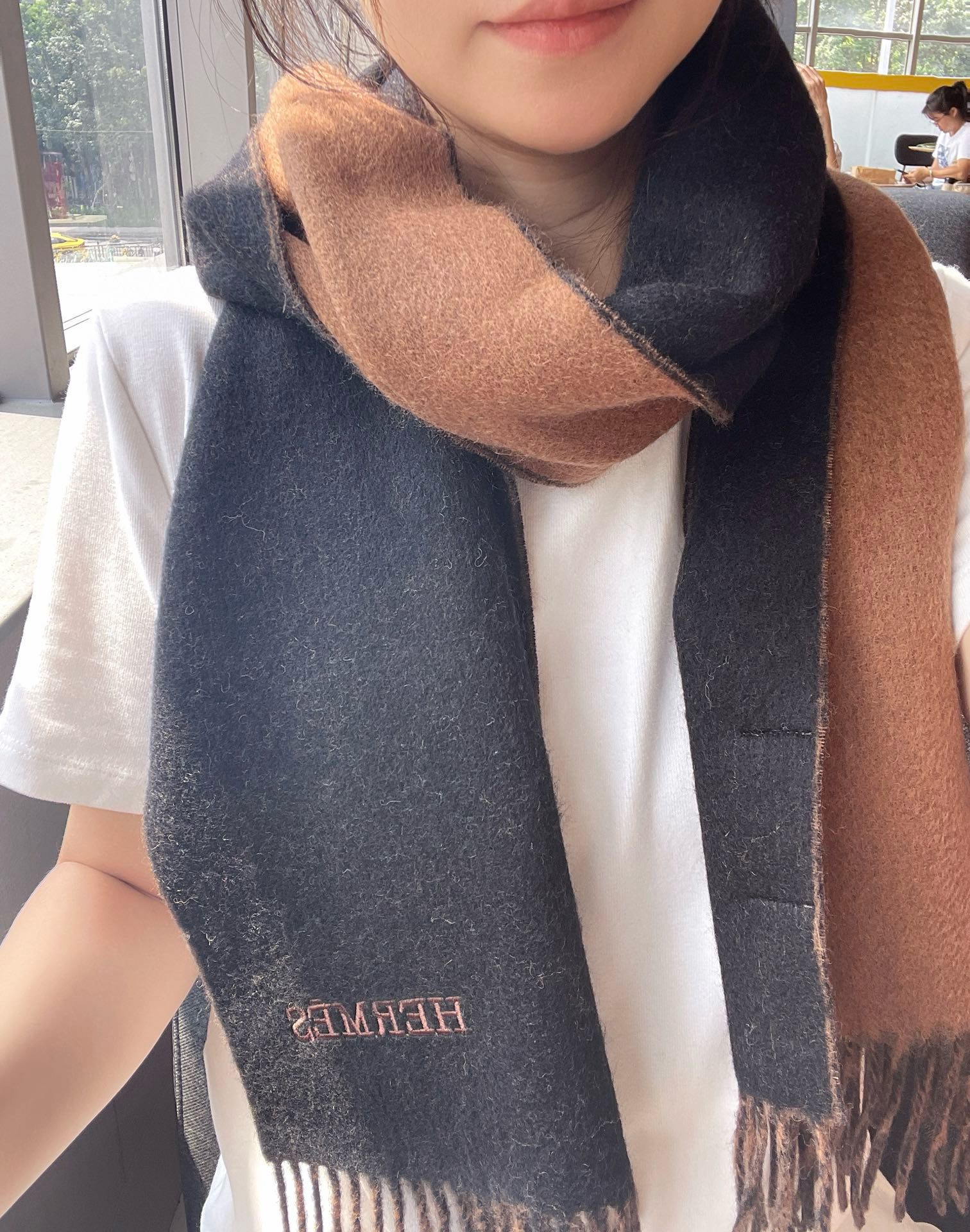 Scarf 180 CM In Black Mix Brow Cashmere