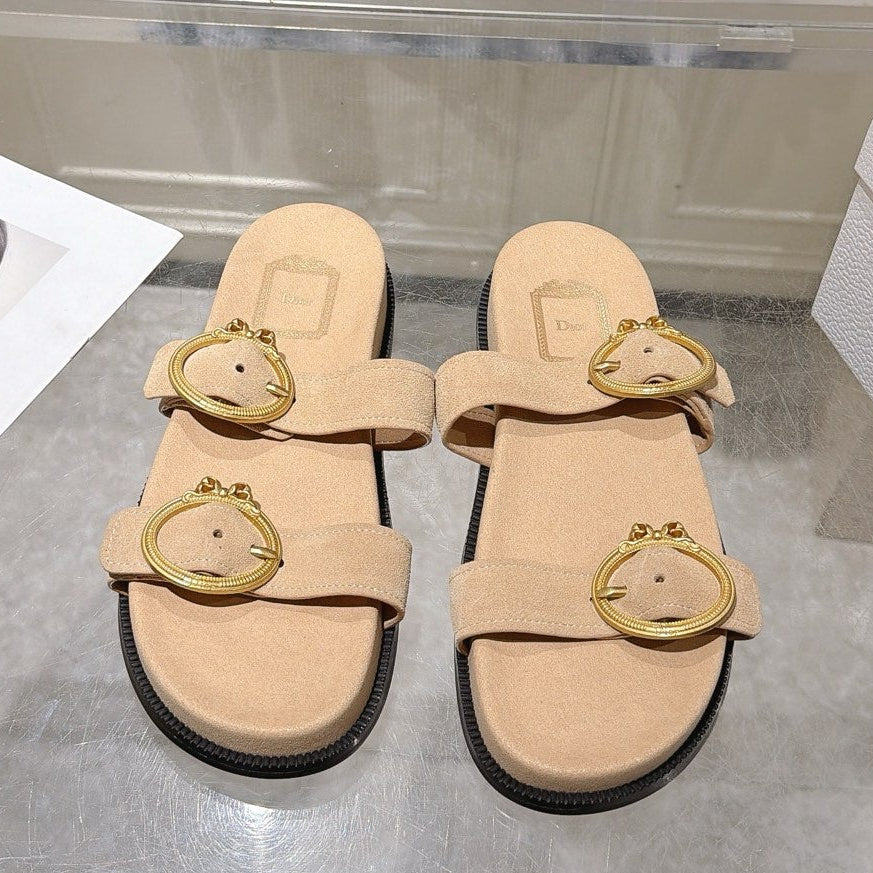 Dior 2026 Medaillon Buckle Slide Sandal Calfskin 919025
