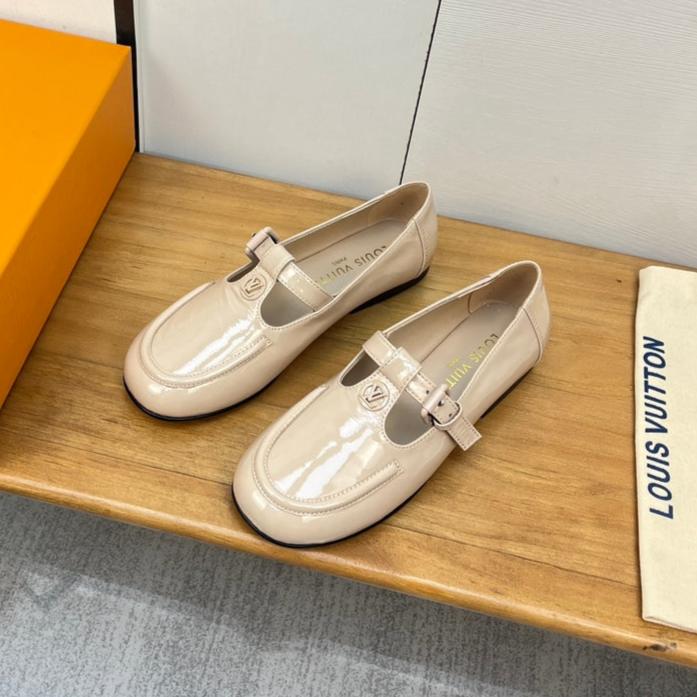 LV Soho Flat Mary Jane Beige Calfskin