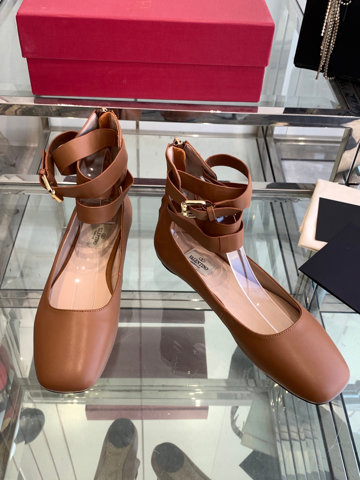 VT 25 Ballerina Ballet Gladiator Flats Brown Cowhide 292361