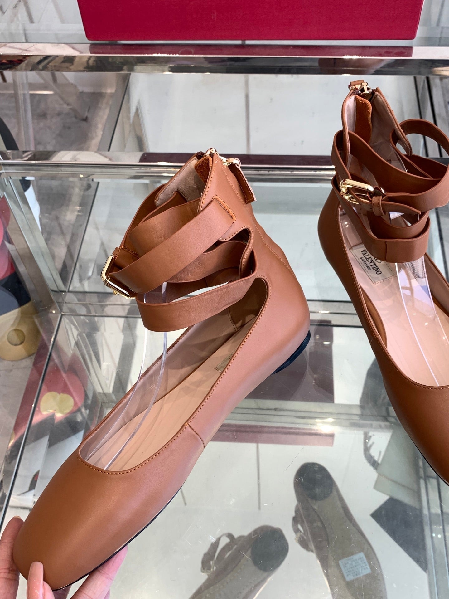 VT 25 Ballerina Ballet Gladiator Flats Brown Cowhide 292361