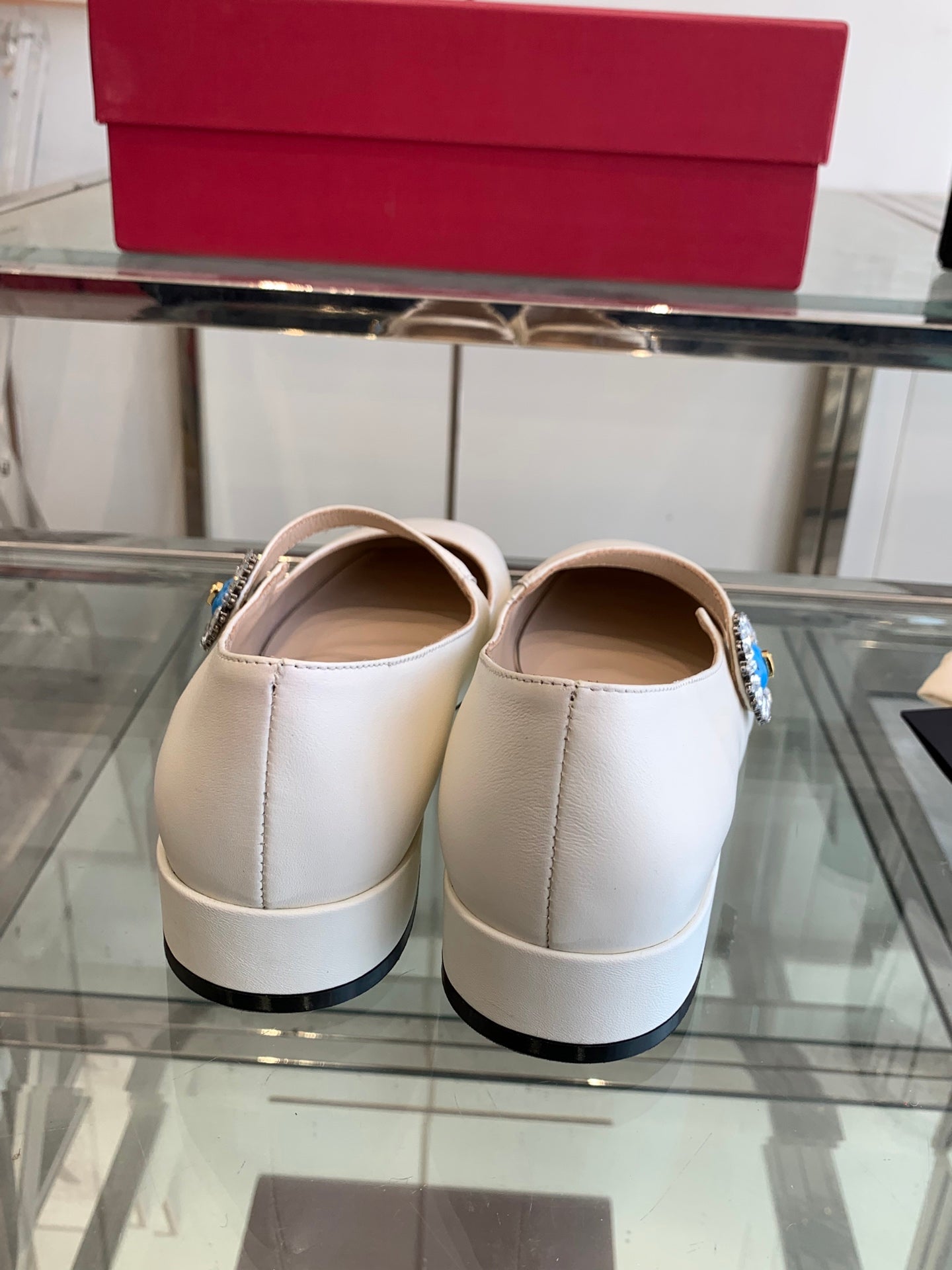 VT 25 Mary Jane Flats White Cowhide 292363
