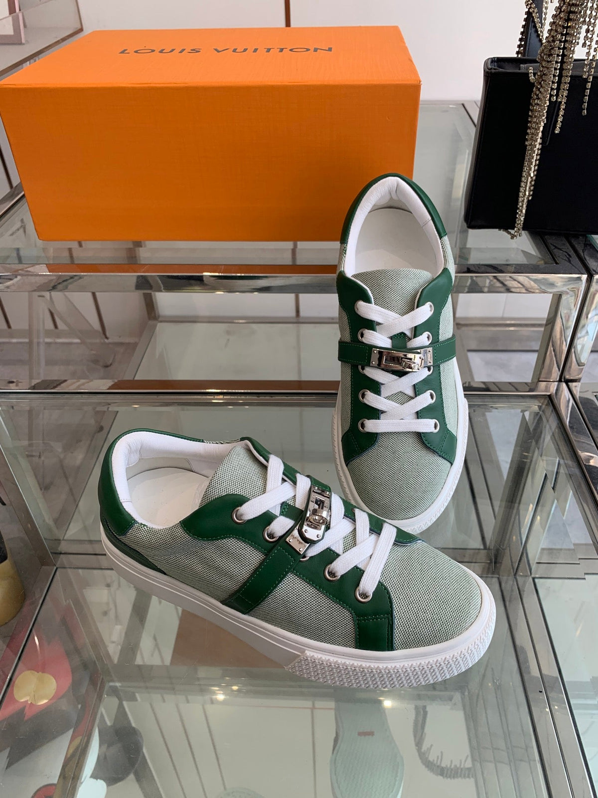 HM Day Sneaker Green Canvas Calfskin 291813