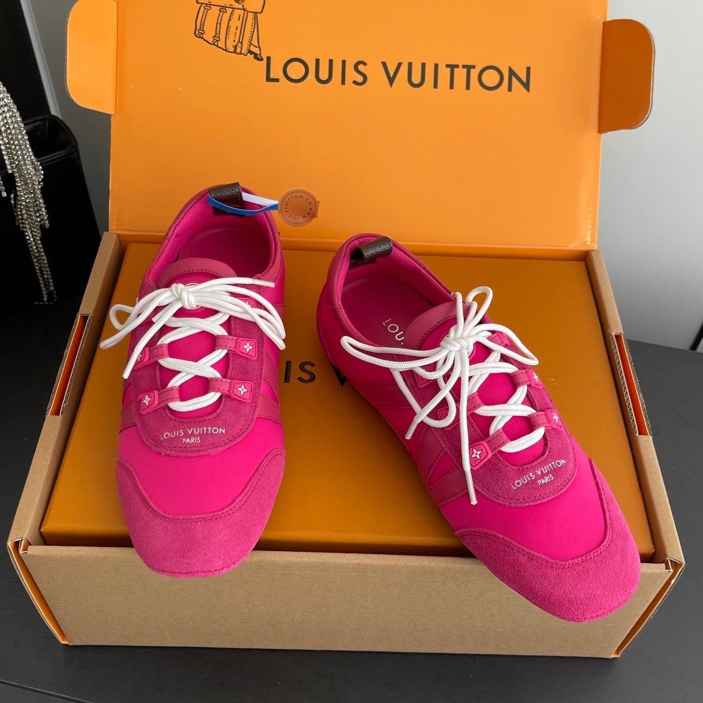 LV 26ss Ballet Sneakers Dark Pink Cowhide Suede 631482