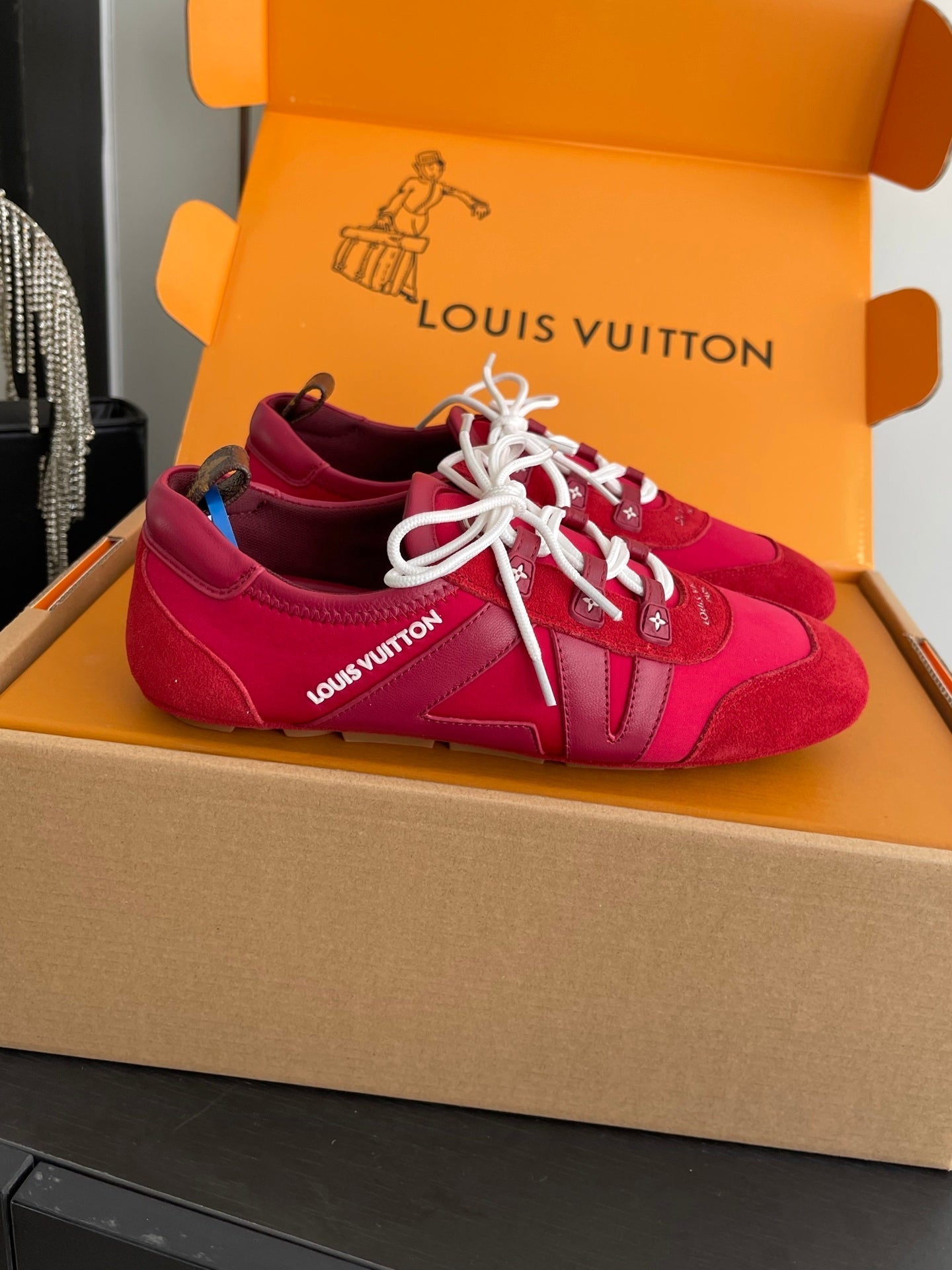LV 26ss Ballet Sneakers Red Cowhide Suede 631481