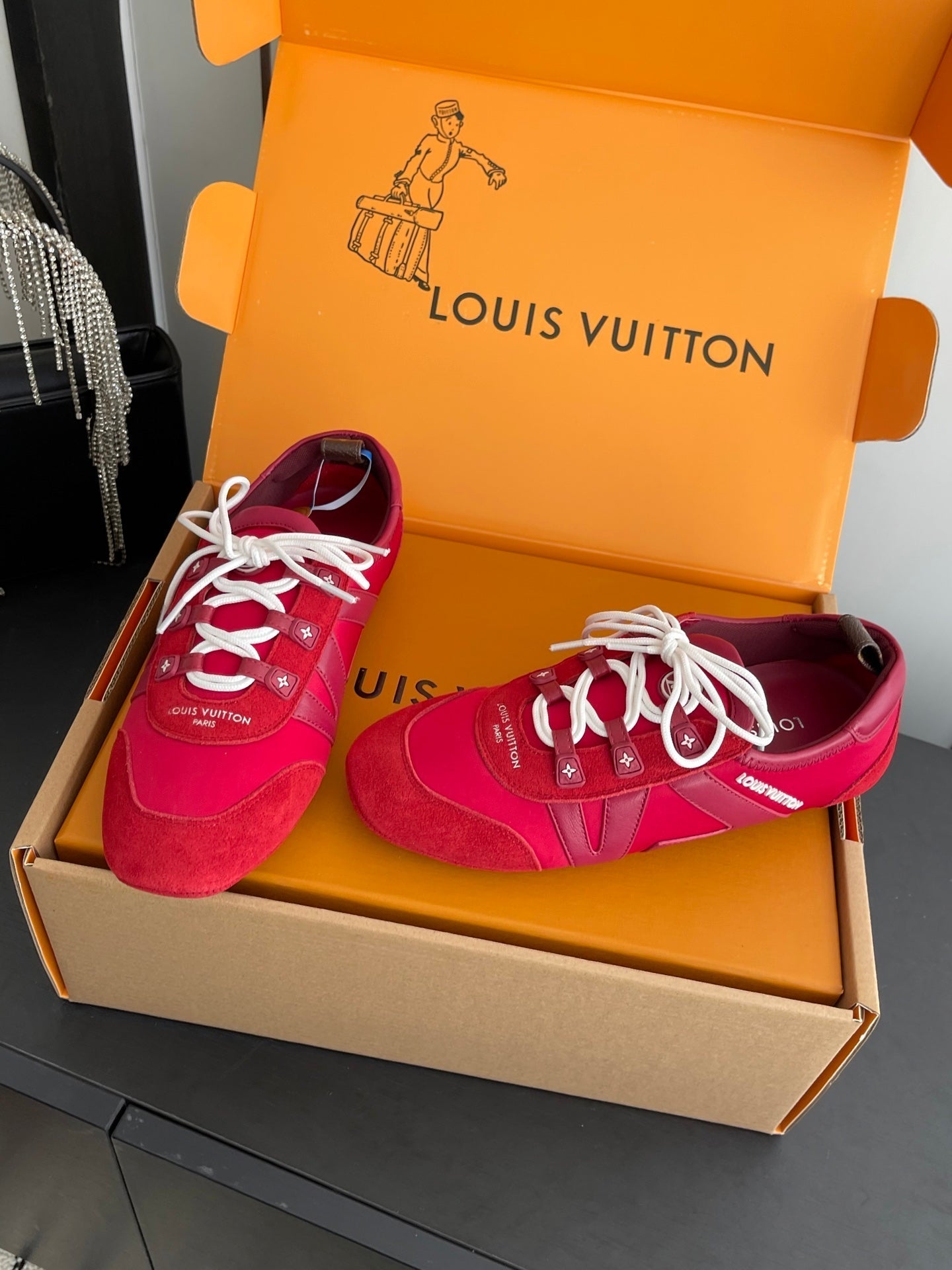 LV 26ss Ballet Sneakers Red Cowhide Suede 631481