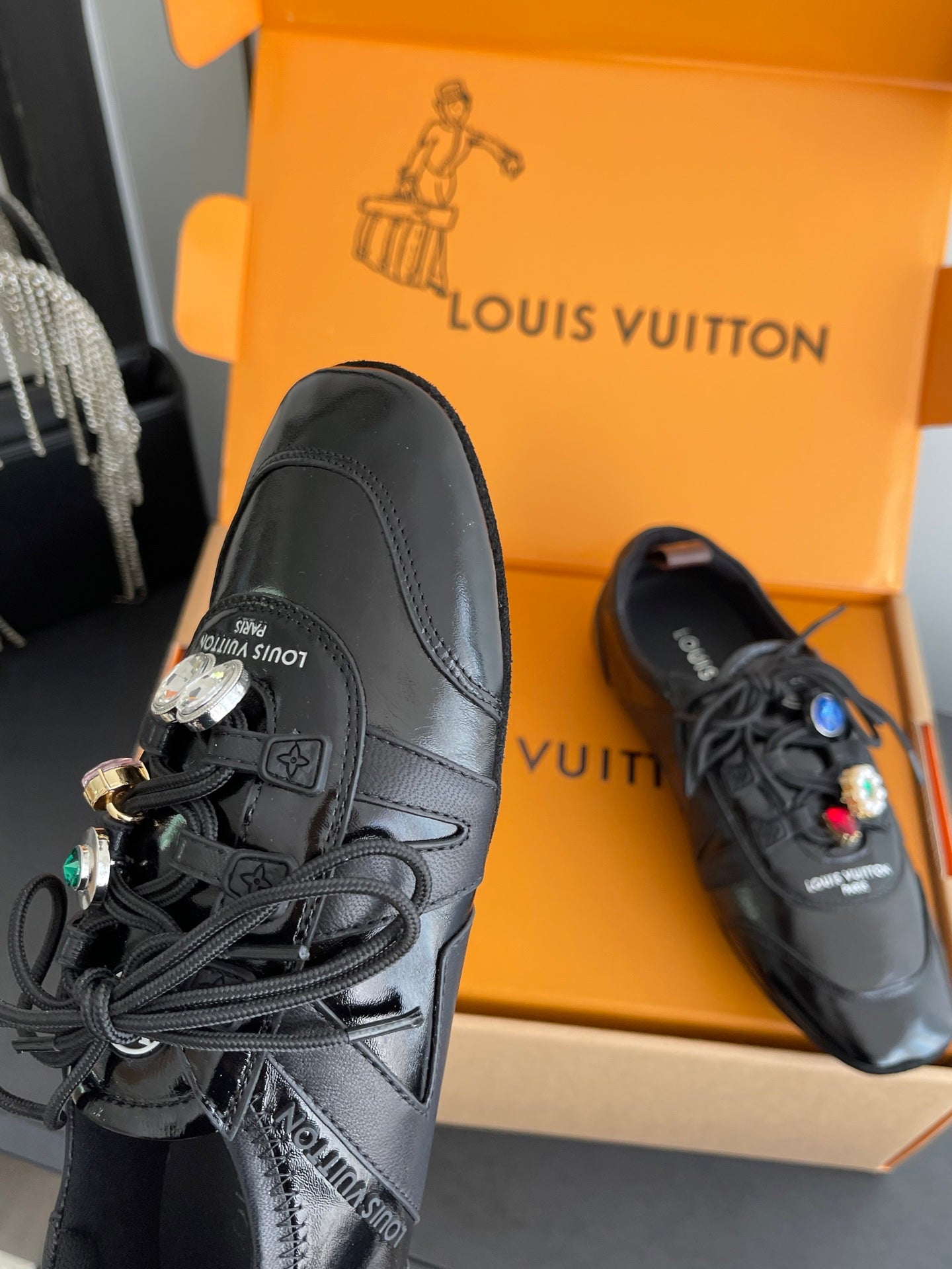 LV 26ss Ballet Sneakers Black Patent Leather 631487