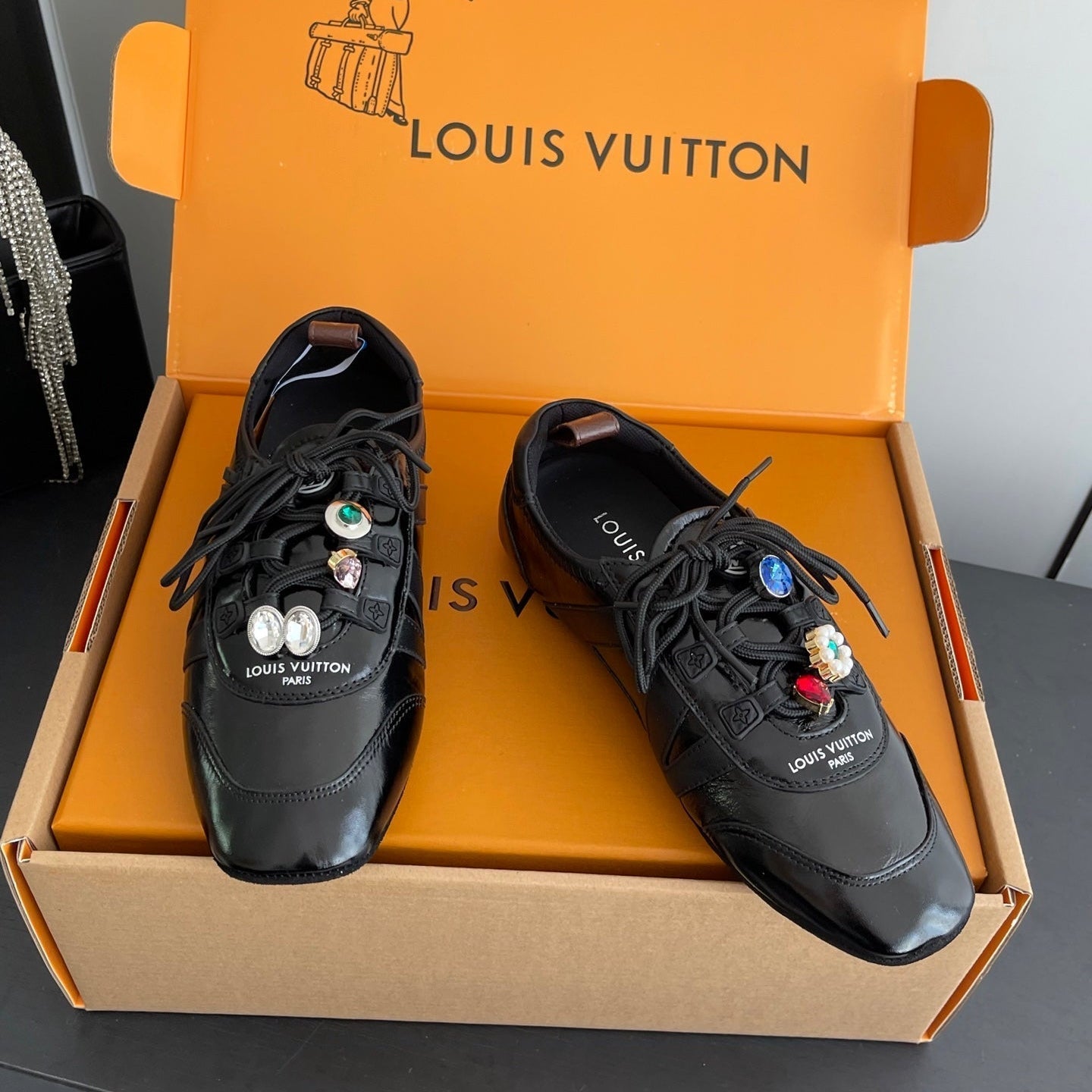 LV 26ss Ballet Sneakers Black Patent Leather 631487