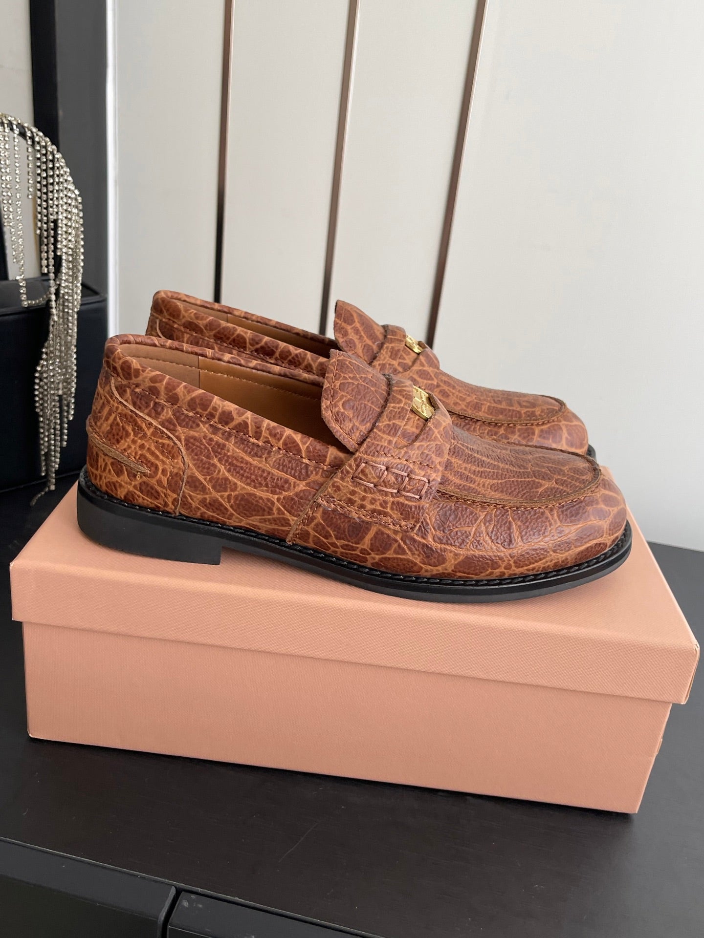MIU 26 Casual Loafers Brown Calfskin 631627
