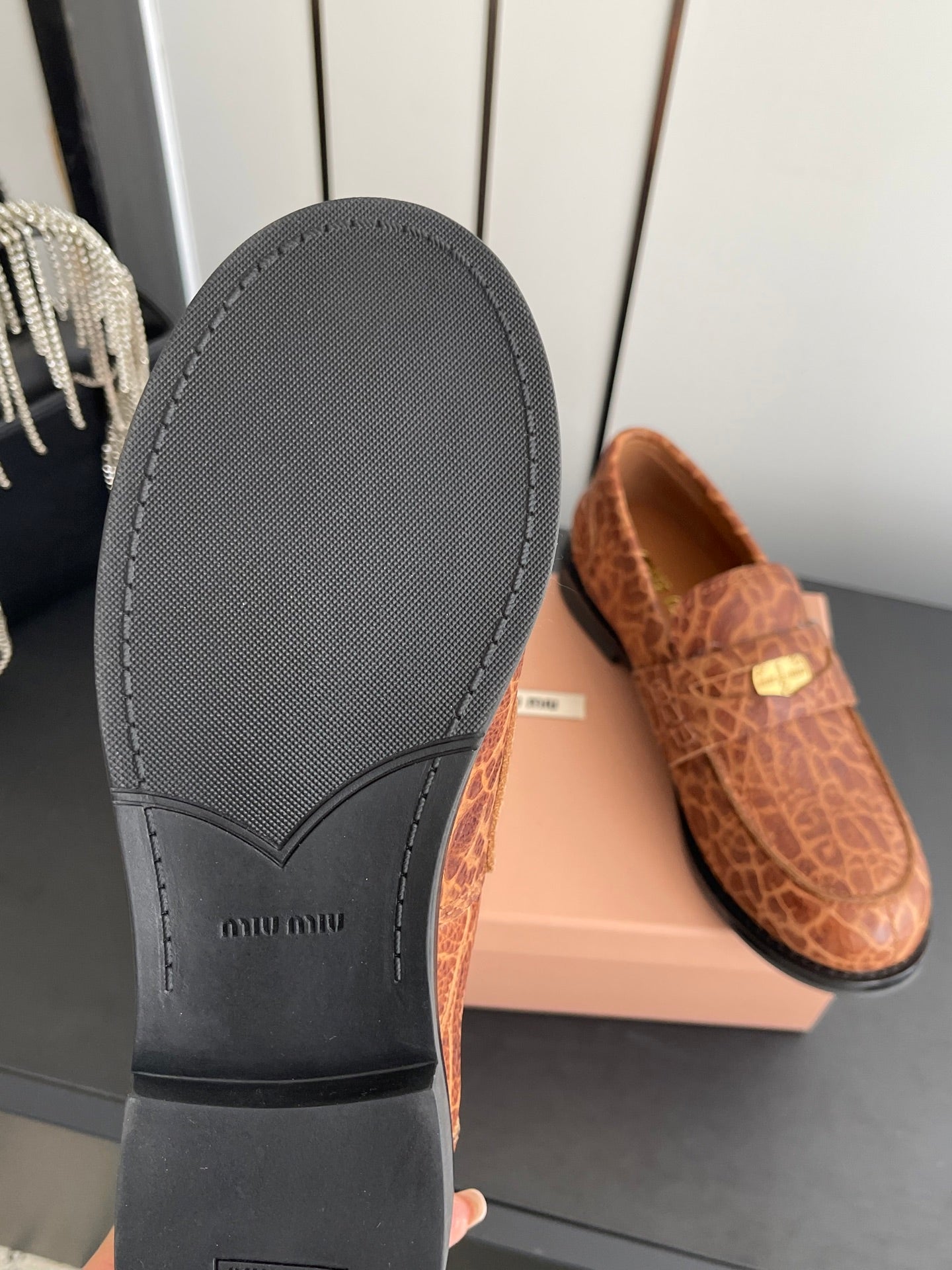 MIU 26 Casual Loafers Brown Calfskin 631627
