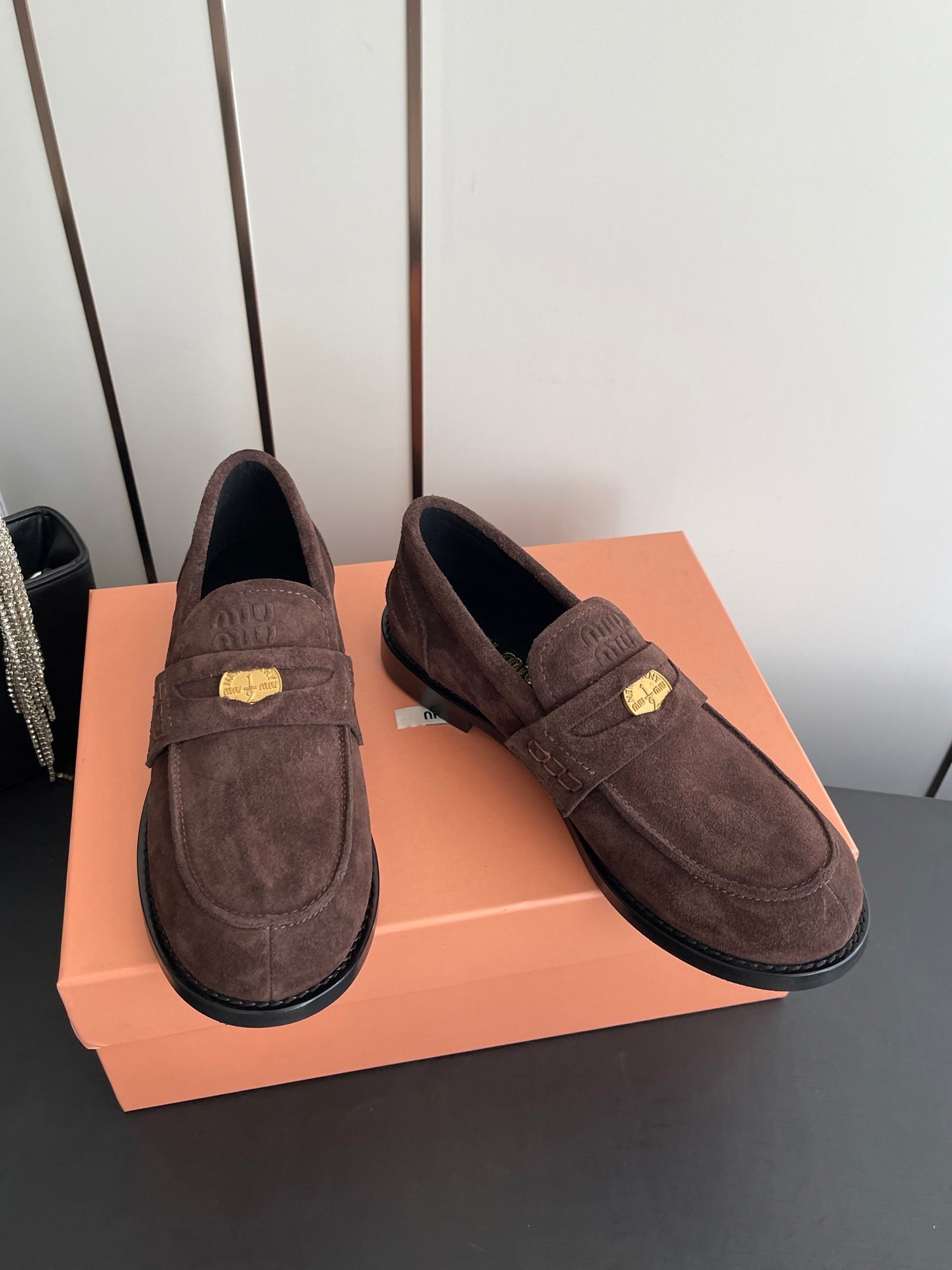 MIU 26 Casual Loafers Dark Brown Suede 631624