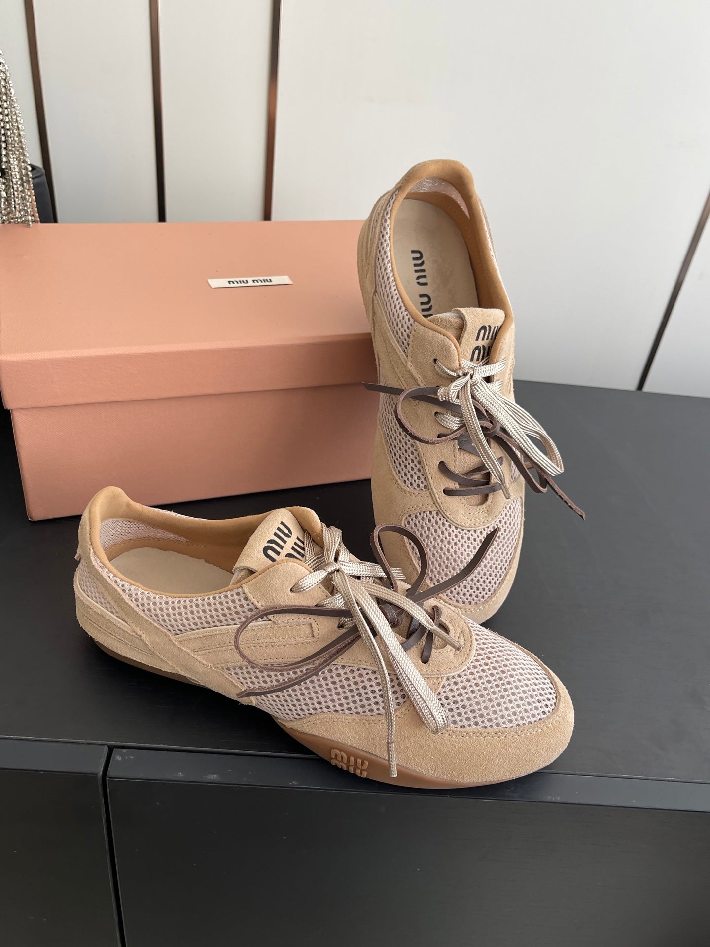 MIU 26 Casual Sneaker Beige Fabric Suede 631630