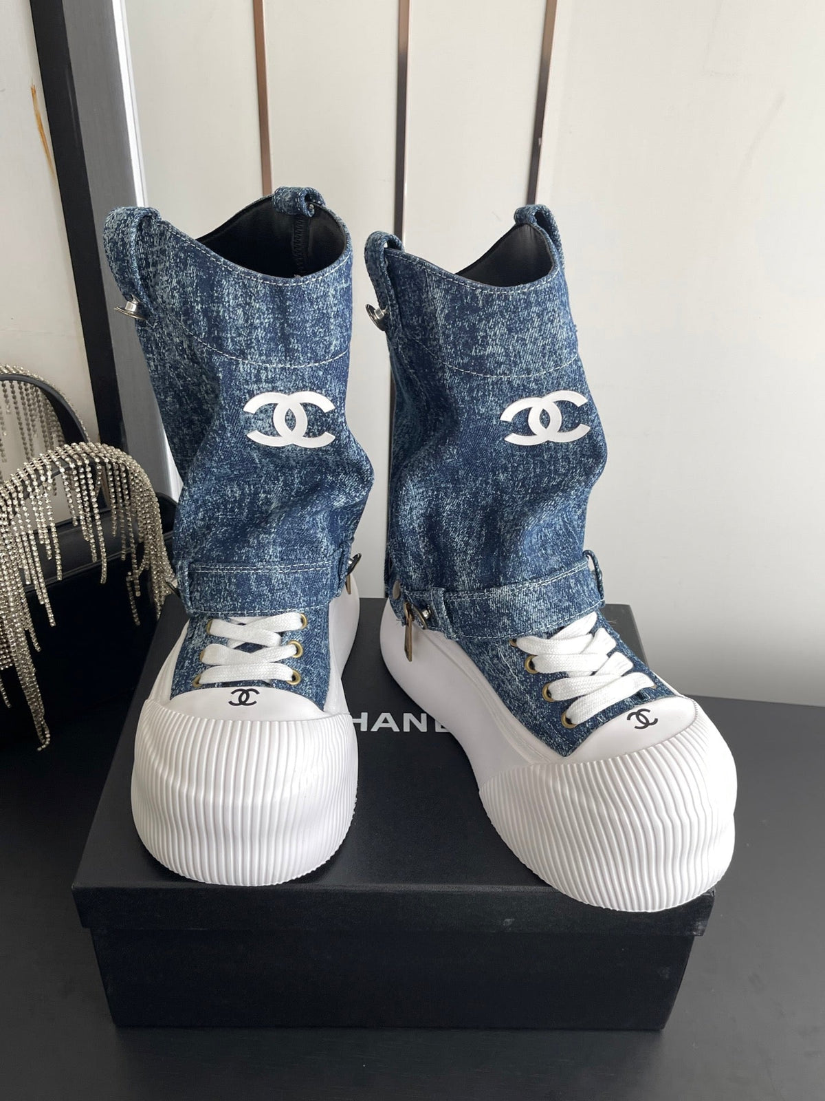 Chanel 2026 Chunky Ankle Boots Denim 176744